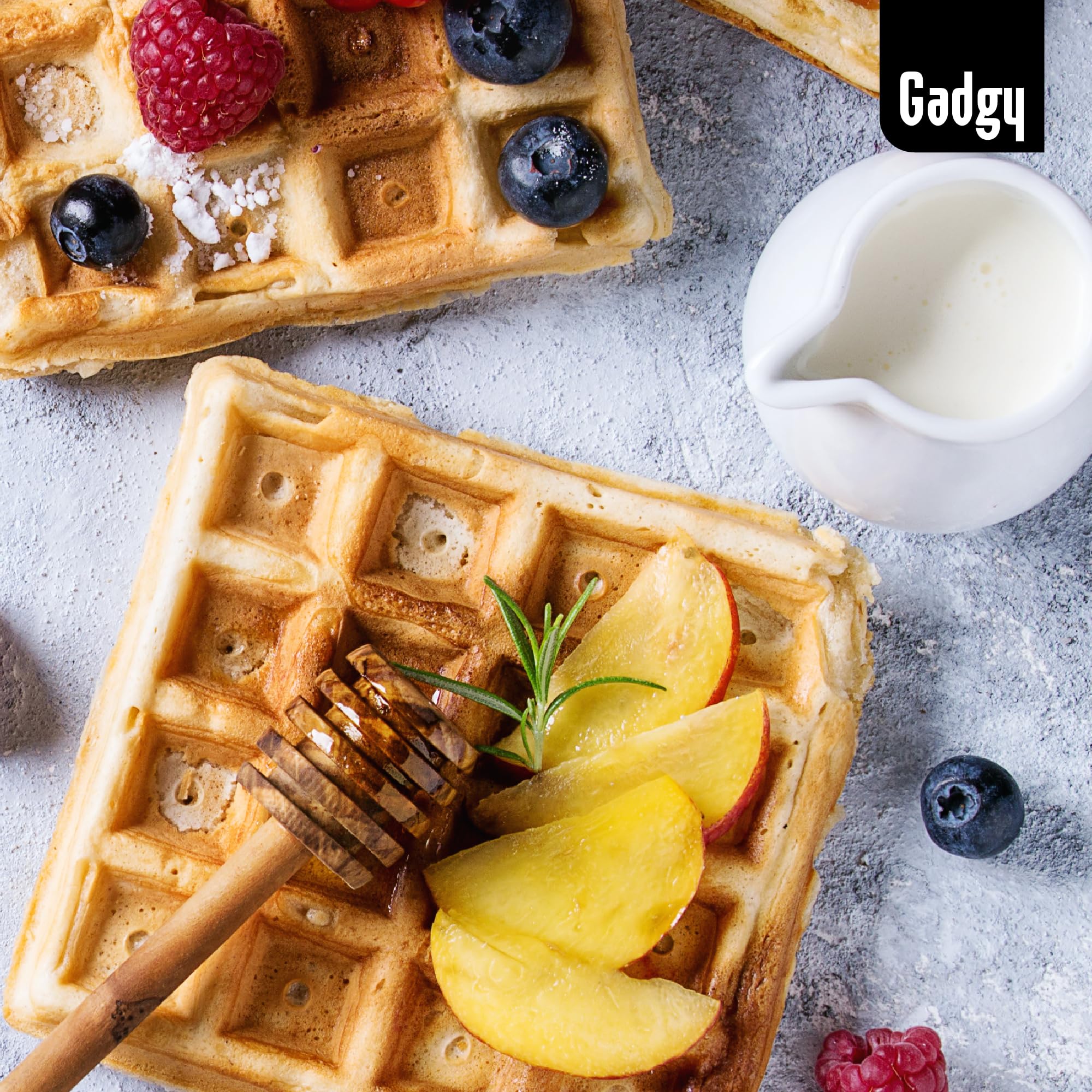 **Gadgy Belgian Waffle Maker - Non-Stick Coating - 1200W - Perfect for 2 Brussels Waffles - Ideal for Breakfast, Brunch & Desserts**