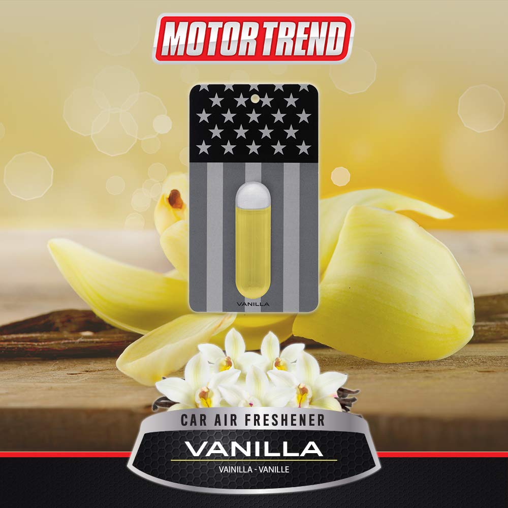 Motor Trend Hanging Car Air Freshener for Cars, Trucks, SUVs & Vans - Black Flag Design with Diffuser | Eliminates Odors & Freshens Vehicle Interior | Long-Lasting Vanilla Scent | Perfect for Daily Commutes, Road Trips & Ride-Sharing