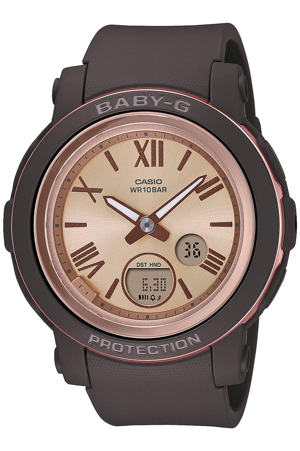 Casio BGA-290-5AJF Women's Solar-Powered Watch with High Brightness LED Light - Brown Leather Strap for Outdoor Activities & Everyday Wear