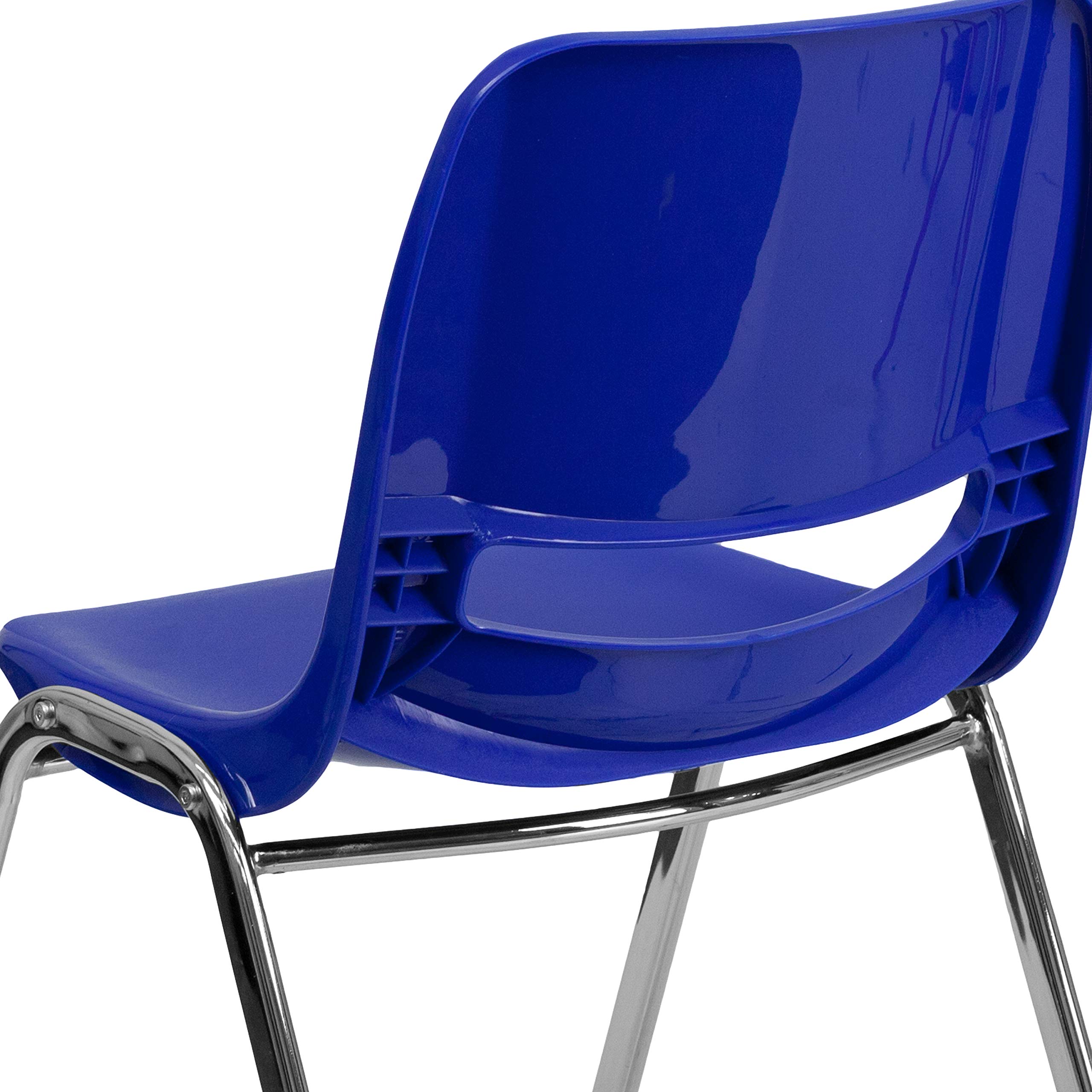 EMMA + OLIVER Navy Blue Ergonomic Stackable Chair with Chrome Frame & 16