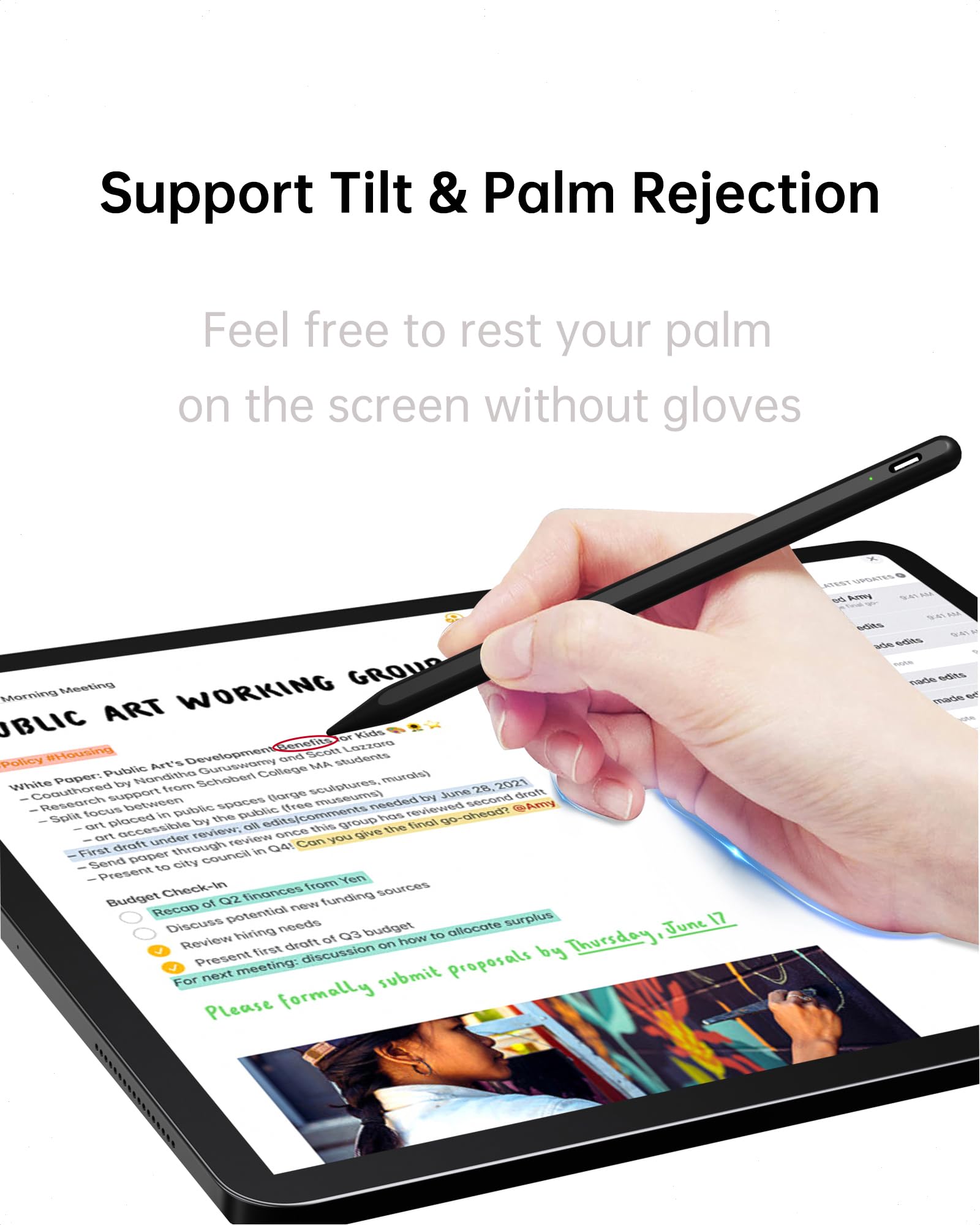 Uogic Active Stylus Pen for iPad Air M2 & iPad 6/7/8/9/10 - Magnetic, Tilt & Palm Rejection - Perfect for Drawing, Note Taking & Digital Art