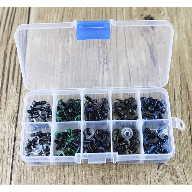100 Pieces 8mm Plastic Safety Eyes with Washers - DIY Craft Eyes for Amigurumi, Sewing, Crochet Projects - Perfect for Doll Making, Stuffed Animals & Plush Toys