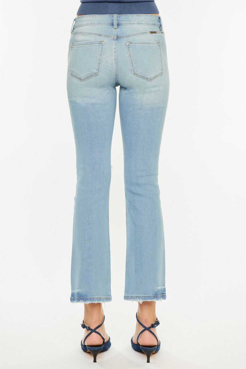 Coraline Essentials Mid Rise Kick Flare Jeans for Women - Stretchy Denim Pants with Comfortable Fit - Perfect for Casual Outings and Everyday Wear