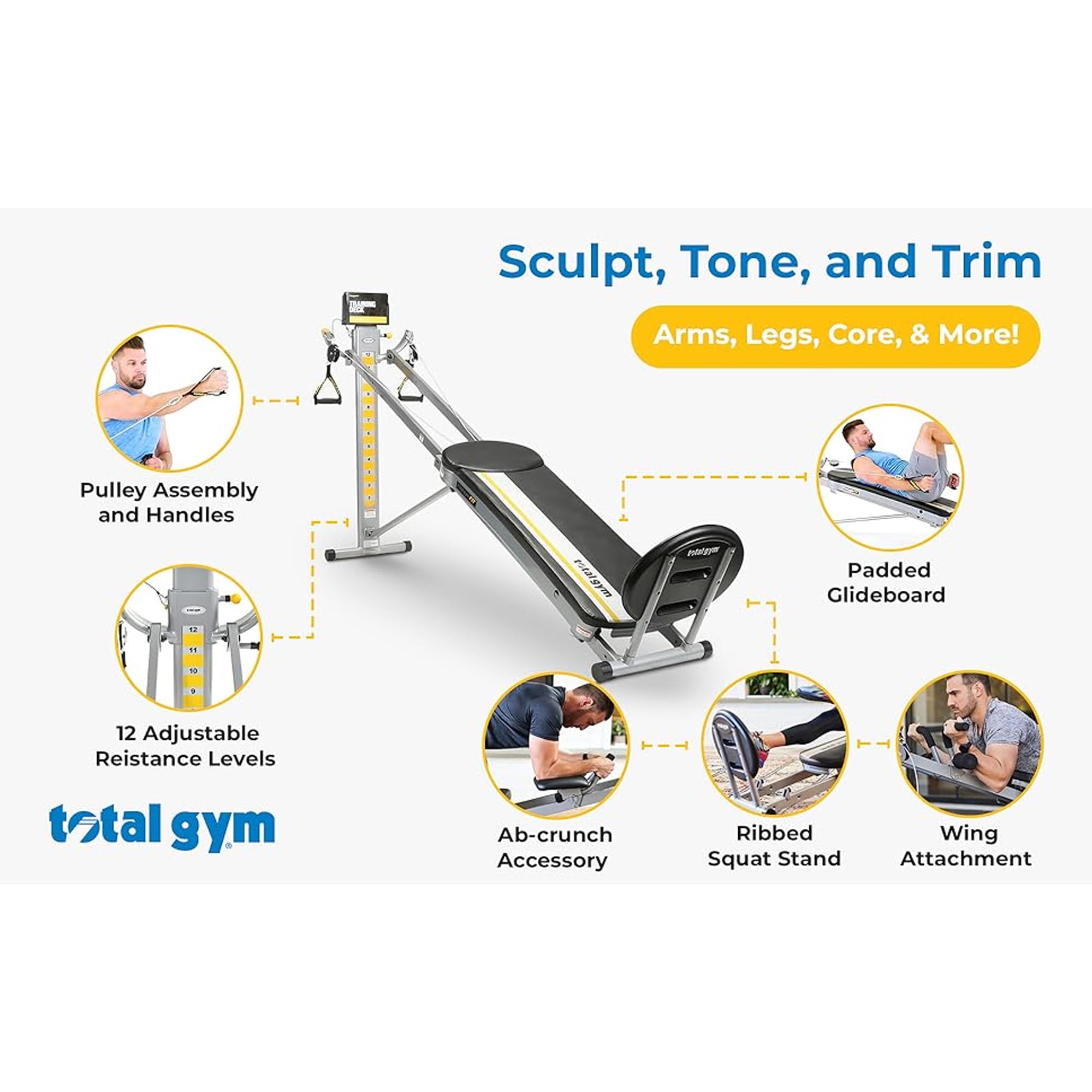 Total Gym FIT Full Body Workout Machine - Foldable Home Gym Equipment for Strength Training & Cardio | Perfect for Small Spaces & Home Fitness