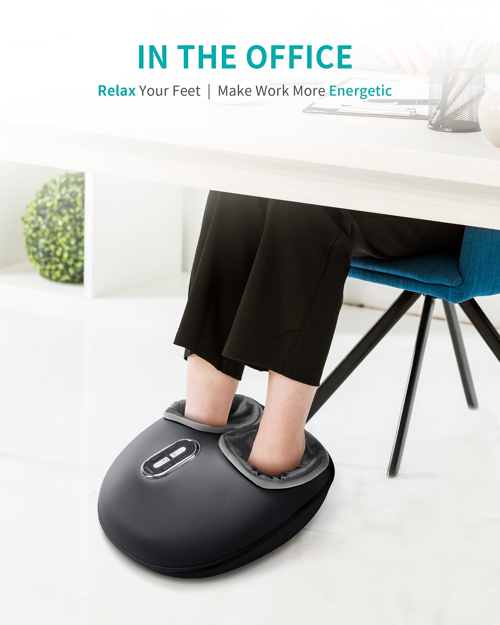 Nekteck Shiatsu Foot Massager Machine with Heat Therapy, Deep Kneading & Air Compression - Relieves Foot Pain, Improves Circulation - Perfect for Home, Office & Post-Workout Recovery (Gray)