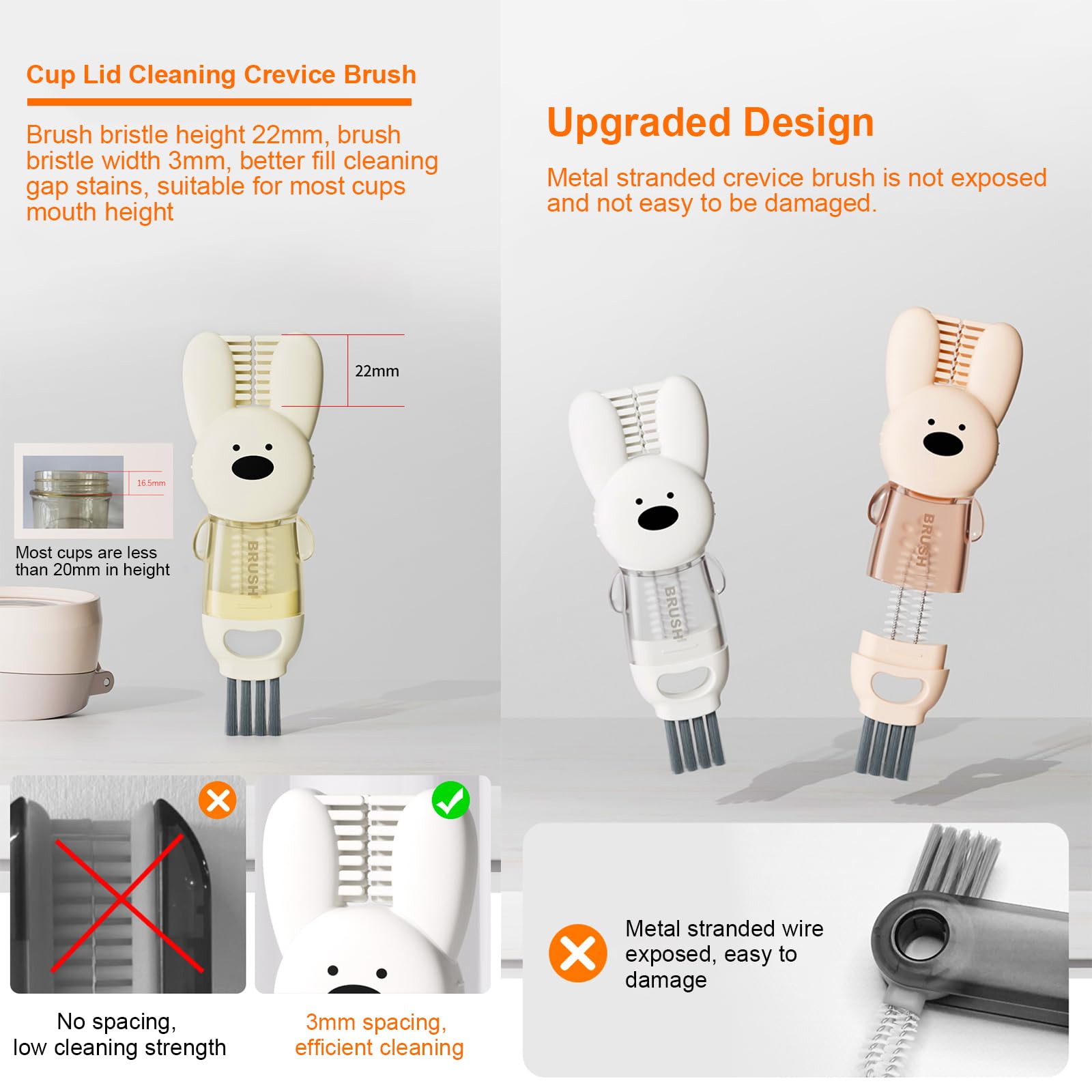 4-in-1 Cup Cleaning Brush Set - Multi-Purpose Bottle & Lid Cleaner for Kitchen & Home - 3Pcs