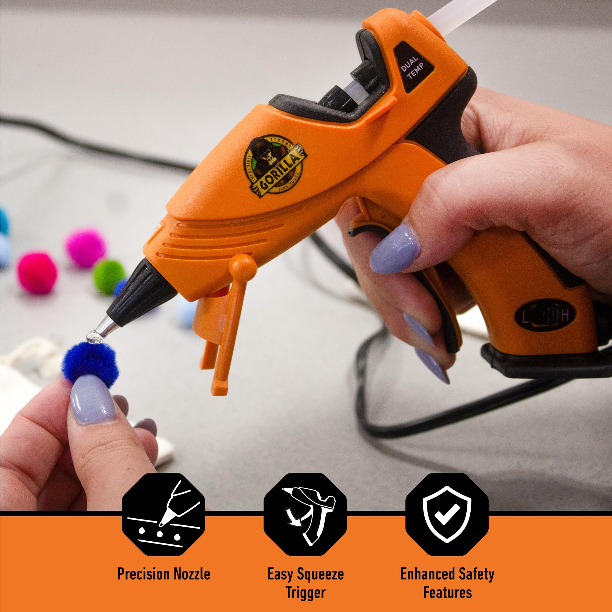 Dual Temperature Mini Hot Glue Gun with Precision Nozzle & Safety Features - Perfect for DIY Crafts, Home Repairs, School Projects, and Creative Hobbies (Pack of 1)