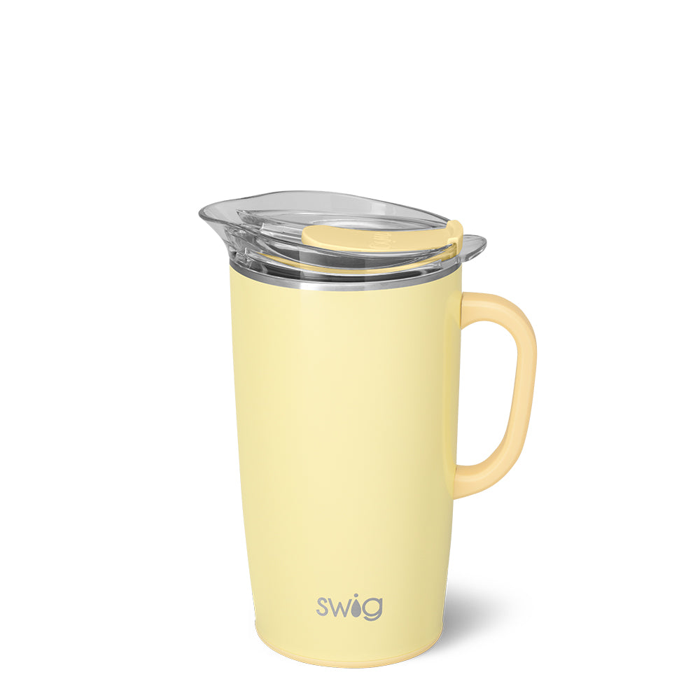 64oz Shimmer Buttercup Party Pitcher - Large BPA-Free Plastic Drink Dispenser for Lemonade, Iced Tea & Cocktails - Perfect for Weddings, BBQs & Outdoor Gatherings