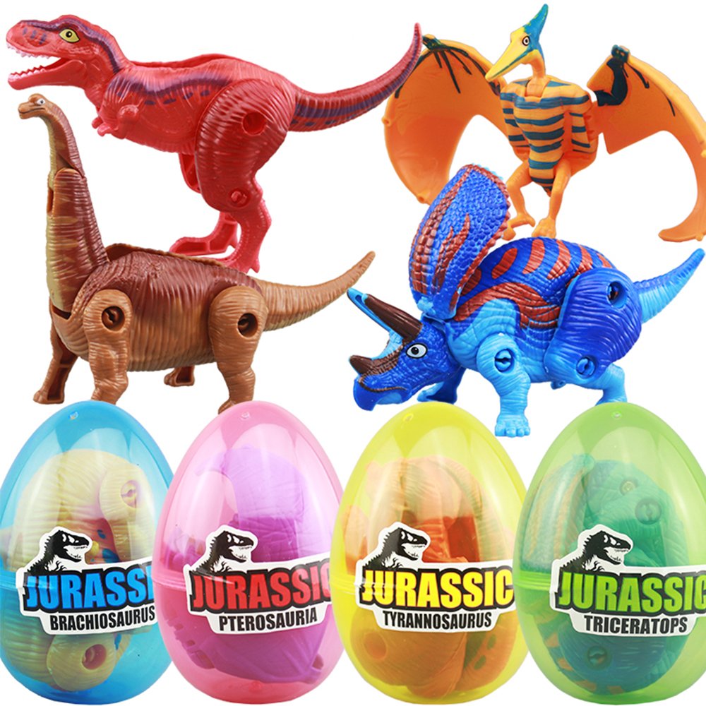 4 Pack Magic Hatching Dinosaur Eggs Toys for Kids 3+ Years - T-Rex, Pterosaurs, Brachiosaurus & Triceratops (Random Colors) - Fun Educational STEM Gifts for Boys & Girls, Perfect for Birthday Parties & Pretend Play
