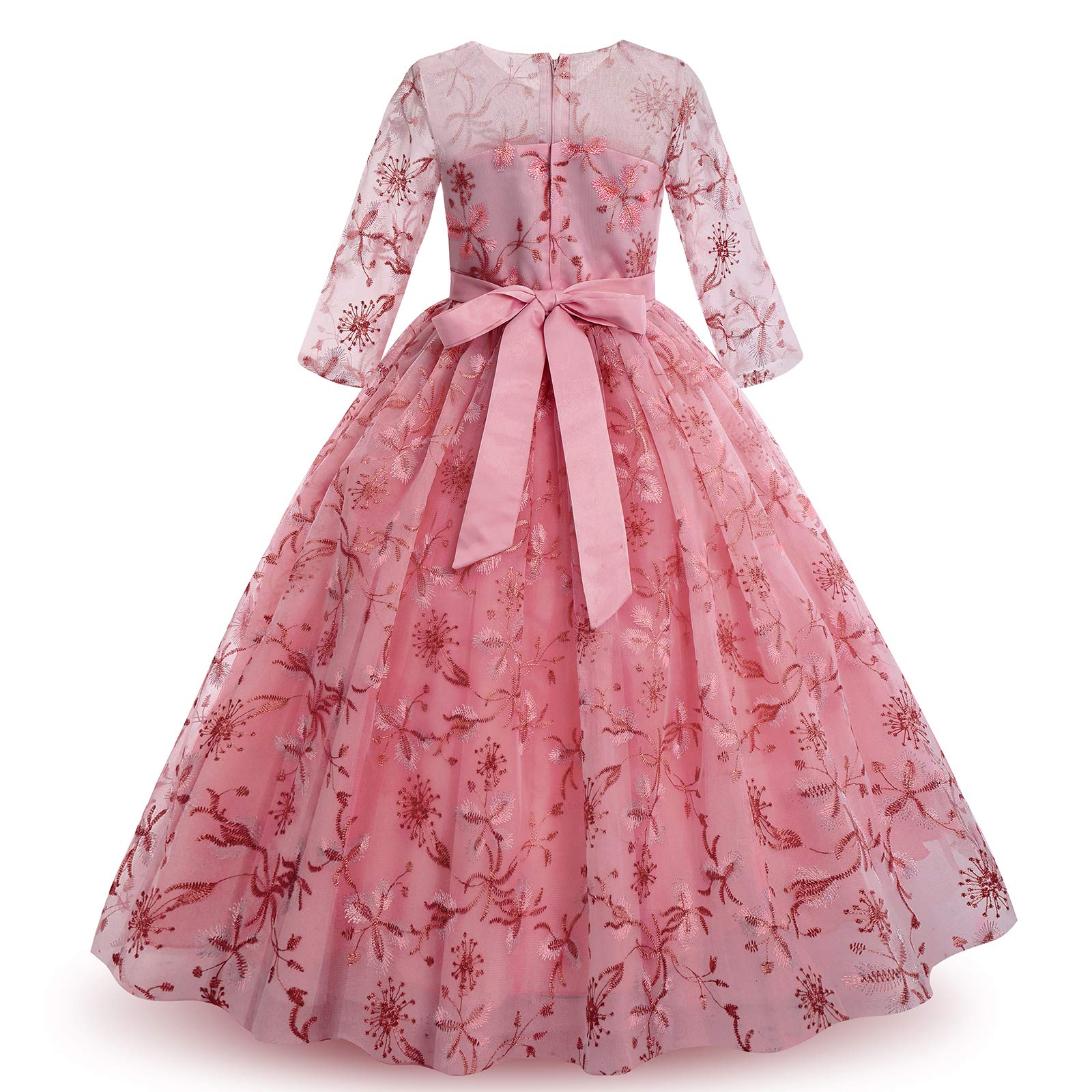 Elegant Girls Flower Dress - Full Length Princess Maxi Gown for Wedding, Pageant, Formal Party & Special Occasions | Perfect for Birthday Celebrations, Prom, Quinceañera & Photo Shoots