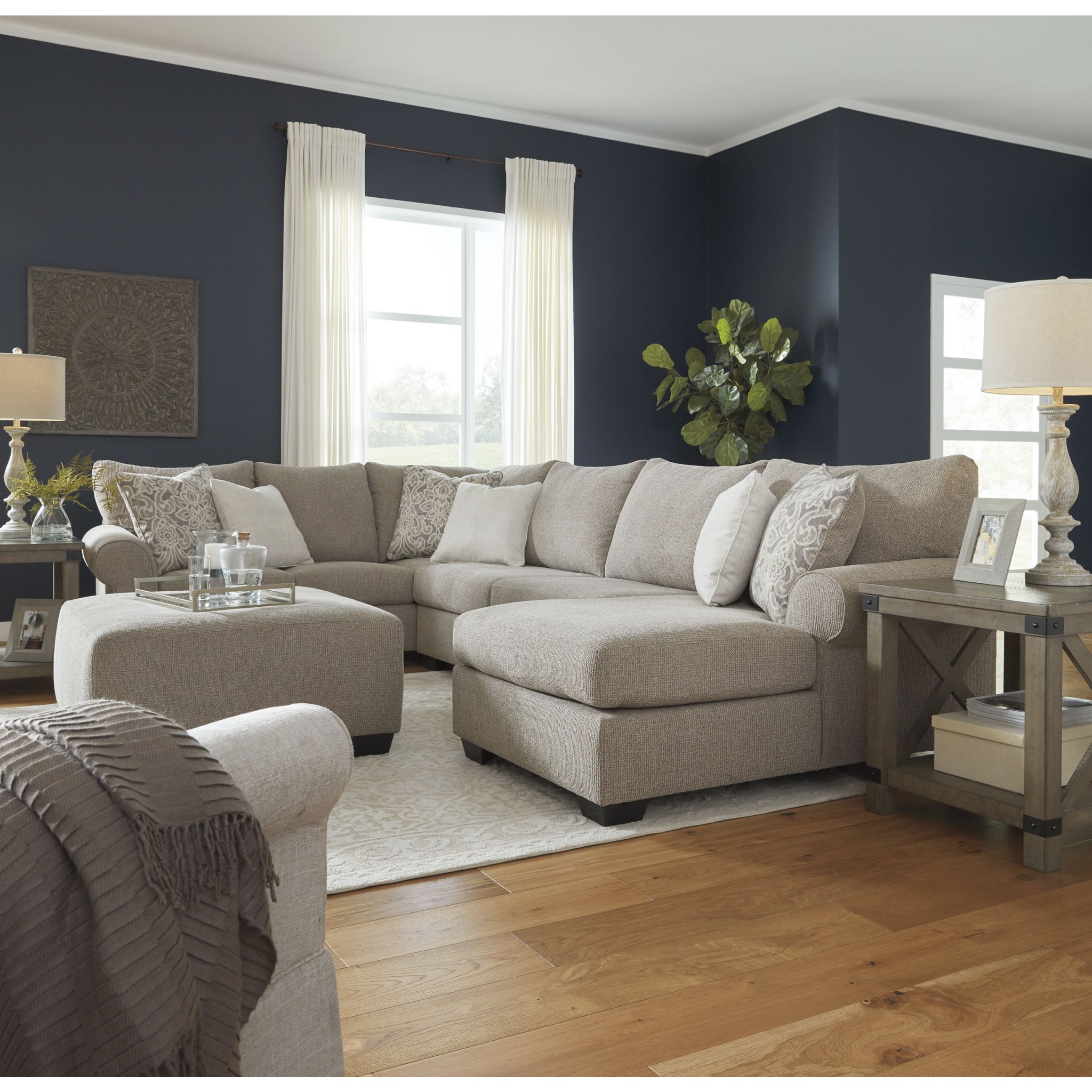 Baranello Oversized Accent Ottoman in Stone - Stylish Footrest & Extra Seating for Living Room, Bedroom or Office
