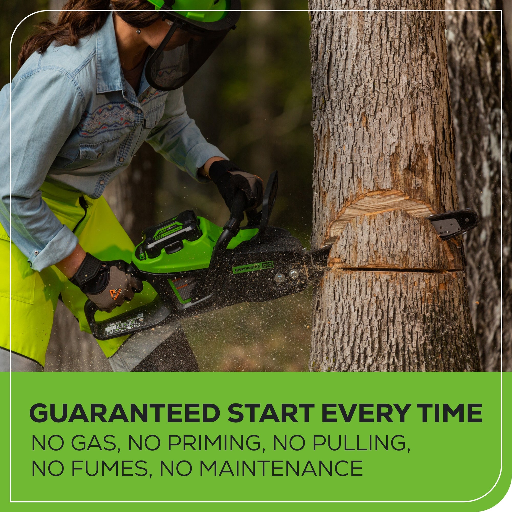 80V 16-Inch 2.0kW Cordless Battery Chainsaw with 4.0Ah Battery & Fast Charger - Powerful Electric Chainsaw for Tree Cutting, Wood Chopping, and Yard Maintenance