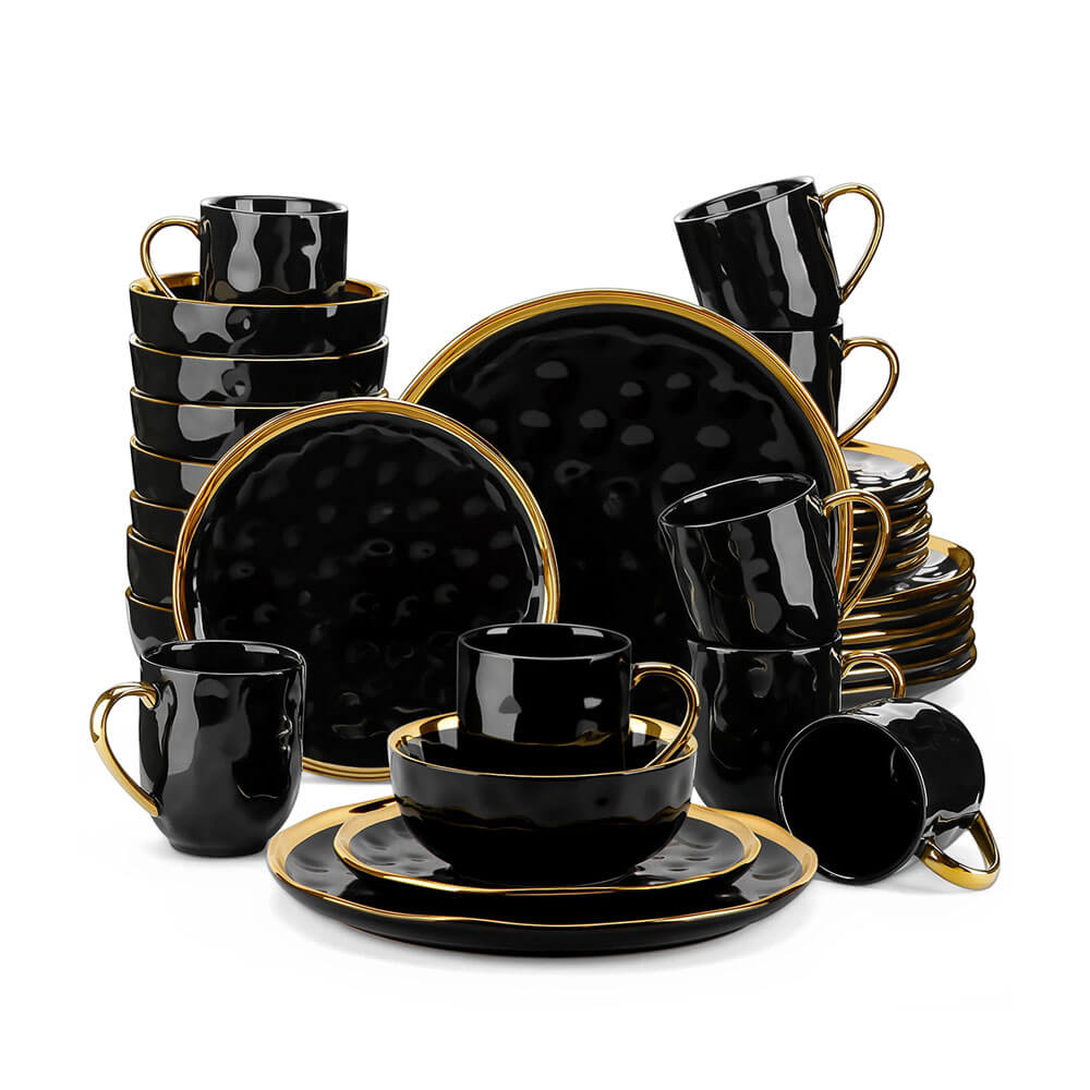Premium Mendocino Stoneware Dinnerware Set - 16-Piece Ceramic Plates, Bowls & Mugs - Durable & Stylish for Everyday Dining, Entertaining & Restaurant Use