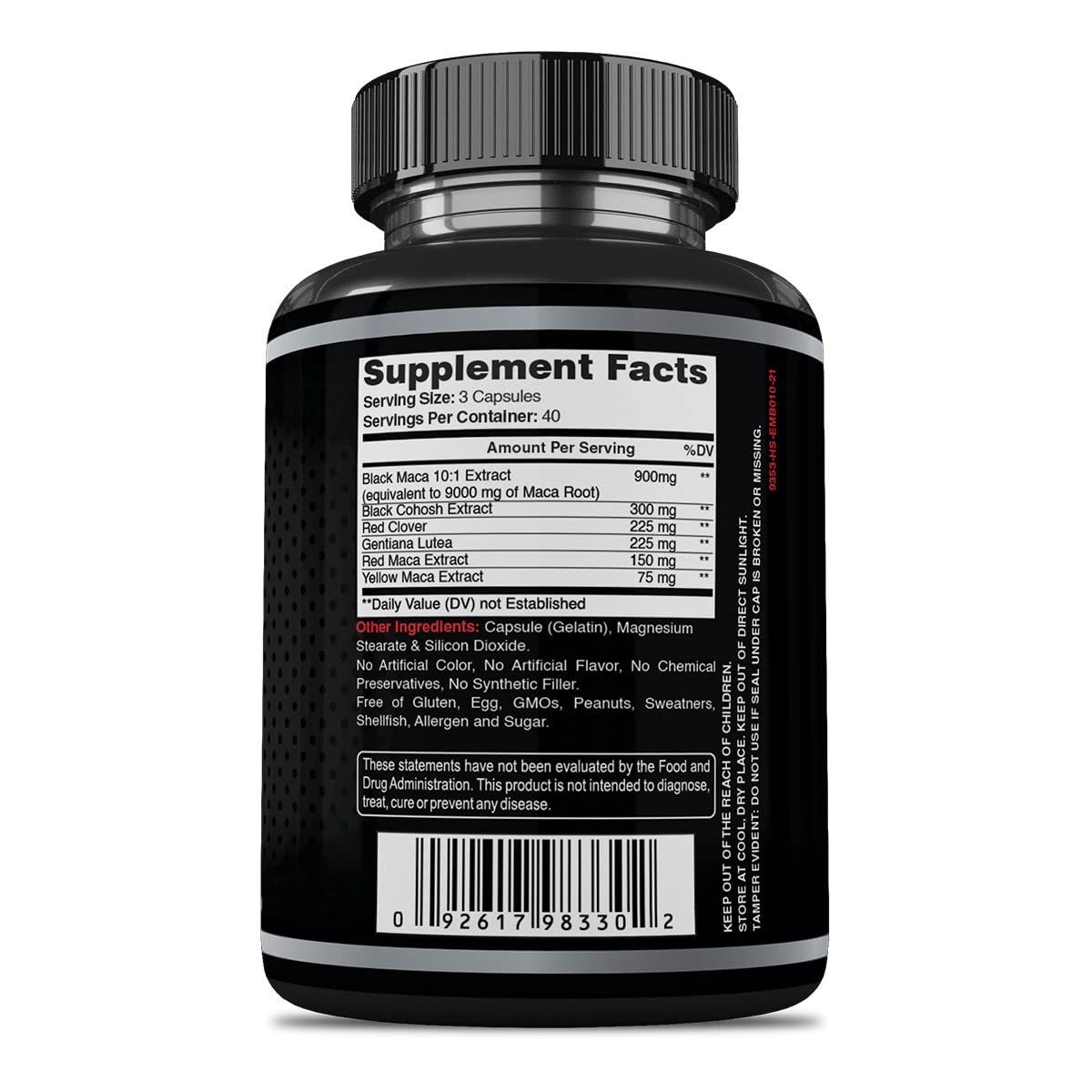 Premium Supreme Maca Capsules 9000mg - Ultra-Potent Black Maca Root Extract with Red & Yellow Maca, Black Cohosh, Red Clover - 120 Capsules for Energy, Vitality & Hormonal Balance - Perfect for Athletes, Busy Professionals & Menopause Support
