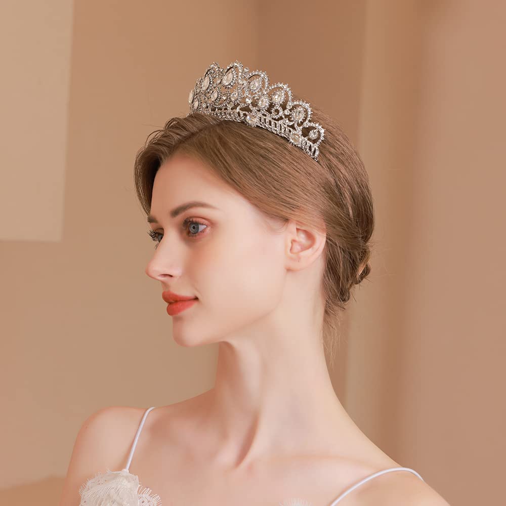 Kamirola Women's Crystal Tiara Crown & Headband with Comb – Elegant Bridal Wedding Accessories, Prom Pageant Party Hairpiece, Gothic Halloween Costume Jewelry – Perfect for Weddings, Balls, Cosplay & Special Events (TR15)