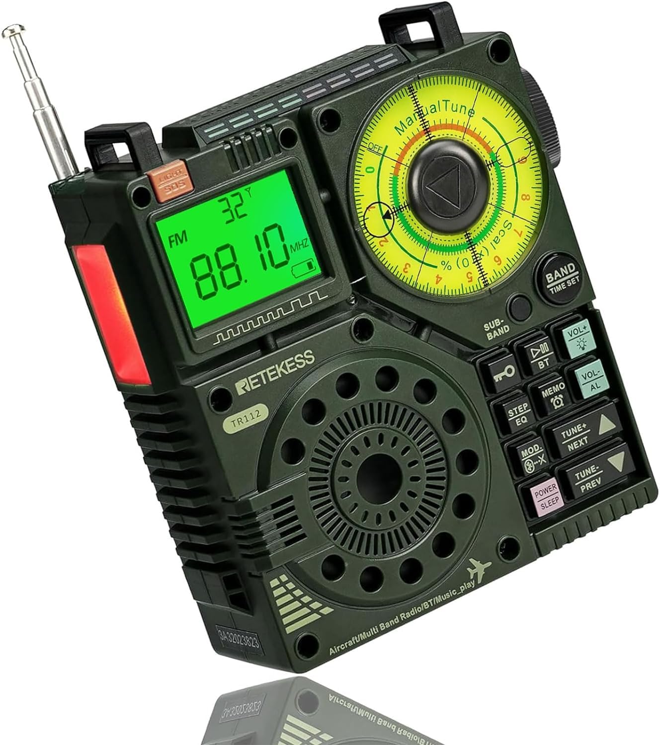 Retekess TR112 AM FM Portable Radio with Shortwave Receiver - WB, TF, AUX Input, 6 EQ Modes, SOS Alarm, Clock & Sleep Timer - Perfect for Camping, Emergencies & Outdoor Adventures