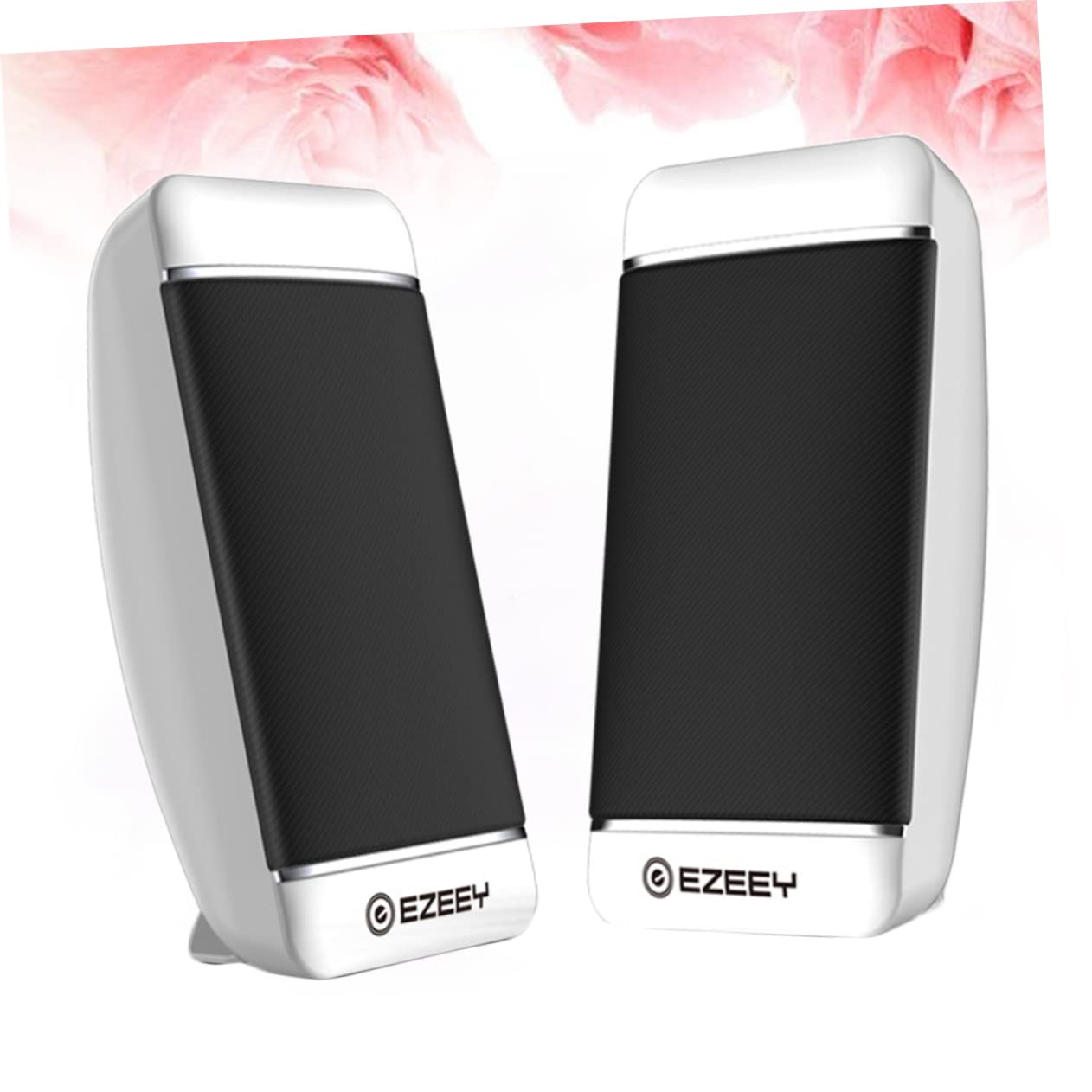 Mobestech 2-Pack Portable USB Computer Speakers - Mini Wired Stereo Multimedia Loudspeaker for Desktop, Laptop, Notebook (White) | Perfect for Home Office, Gaming, Music & Video Conferencing