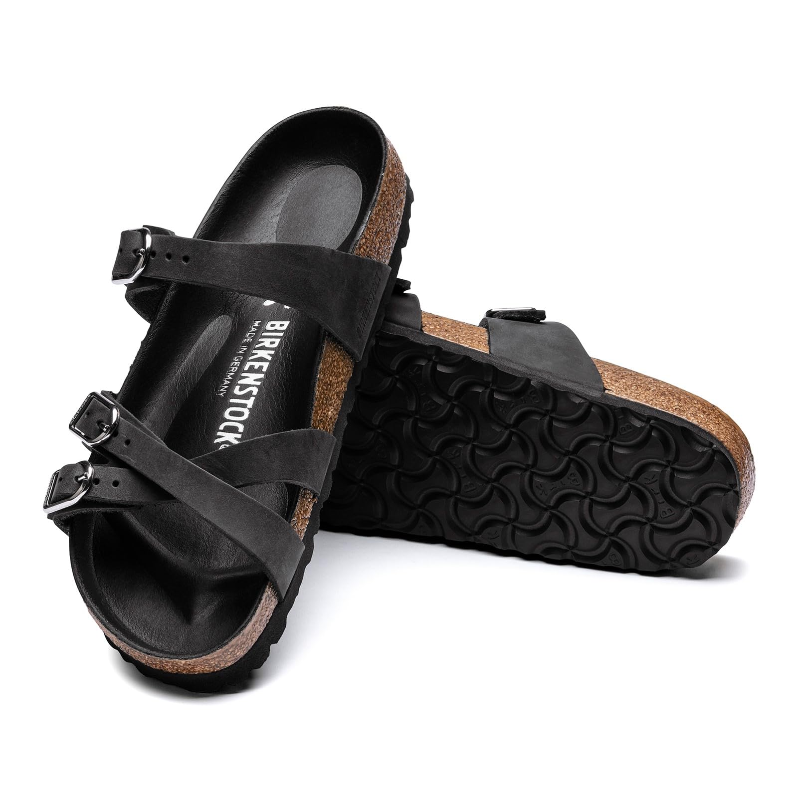 Birkenstock Franca Hex Black Oil Leather Sandals Women's Size 38 - Comfortable & Stylish for Casual Wear, Beach, and Outdoor Activities