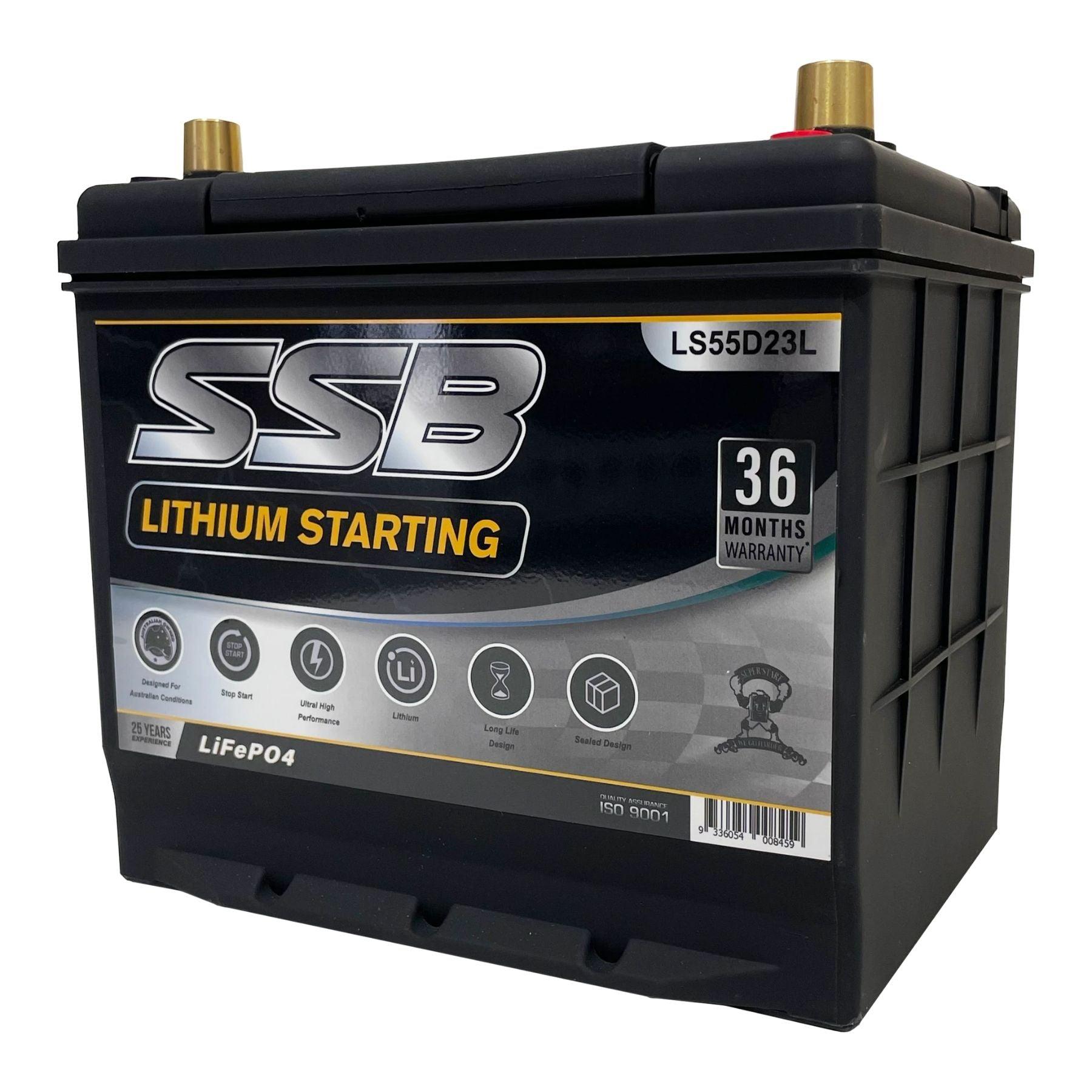 SSB LS55D23L 12V 60Ah 1400CCA Lithium Starting Battery - High Performance Car Battery for Trucks, SUVs, Boats & RVs - Cold Cranking Power for Reliable Engine Starts in Extreme Weather