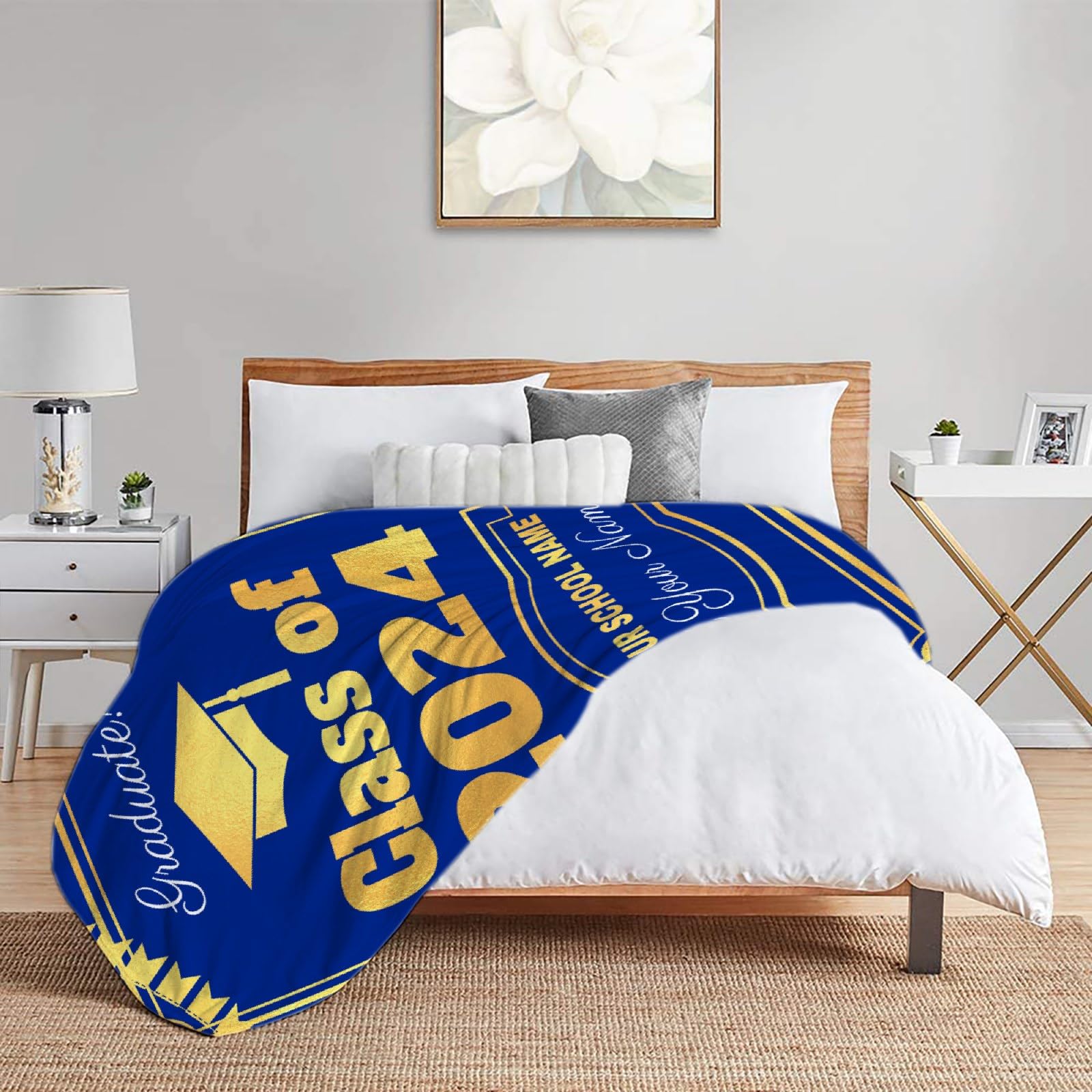 Personalized Graduation Blanket 2025 - Custom Class of 2025 Throw Blanket Gift for High School & College Graduates - 30x40 Inch Soft Fleece Blanket for Graduation Party Decor & Dorm Room Essentials