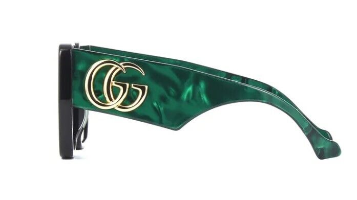 Gucci GG 0956S 001 Black & Green Oversized Geometric Sunglasses for Women - Fashionable UV Protection Shades for Beach, Driving & Summer Outfits