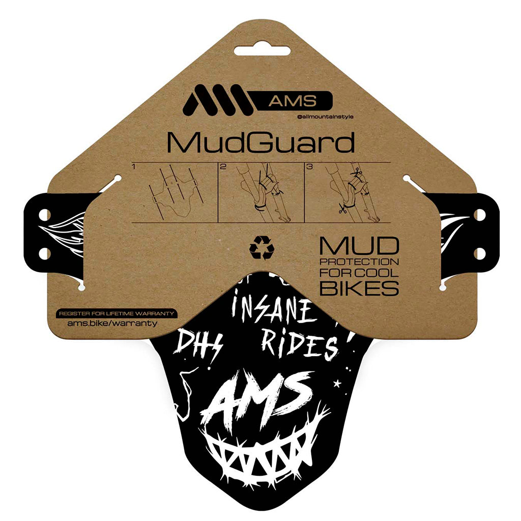 All Mountain Style Mud Guard - Hell Gang White - Durable Bike Fender for Mountain & Dirt Biking - Perfect for Off-Road Trails & Wet Conditions