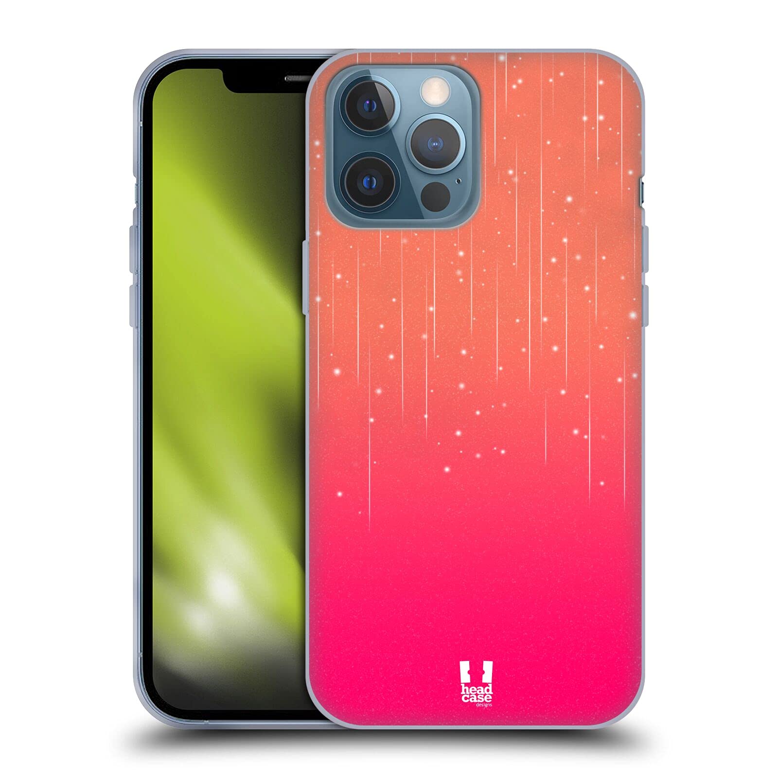 Peach Pink Neon Rain Ombre Soft Gel Phone Case for Apple iPhone 13 Pro Max - Protective Slim Cover with Shock Absorption, Perfect for Everyday Use, Travel & Outdoor Activities