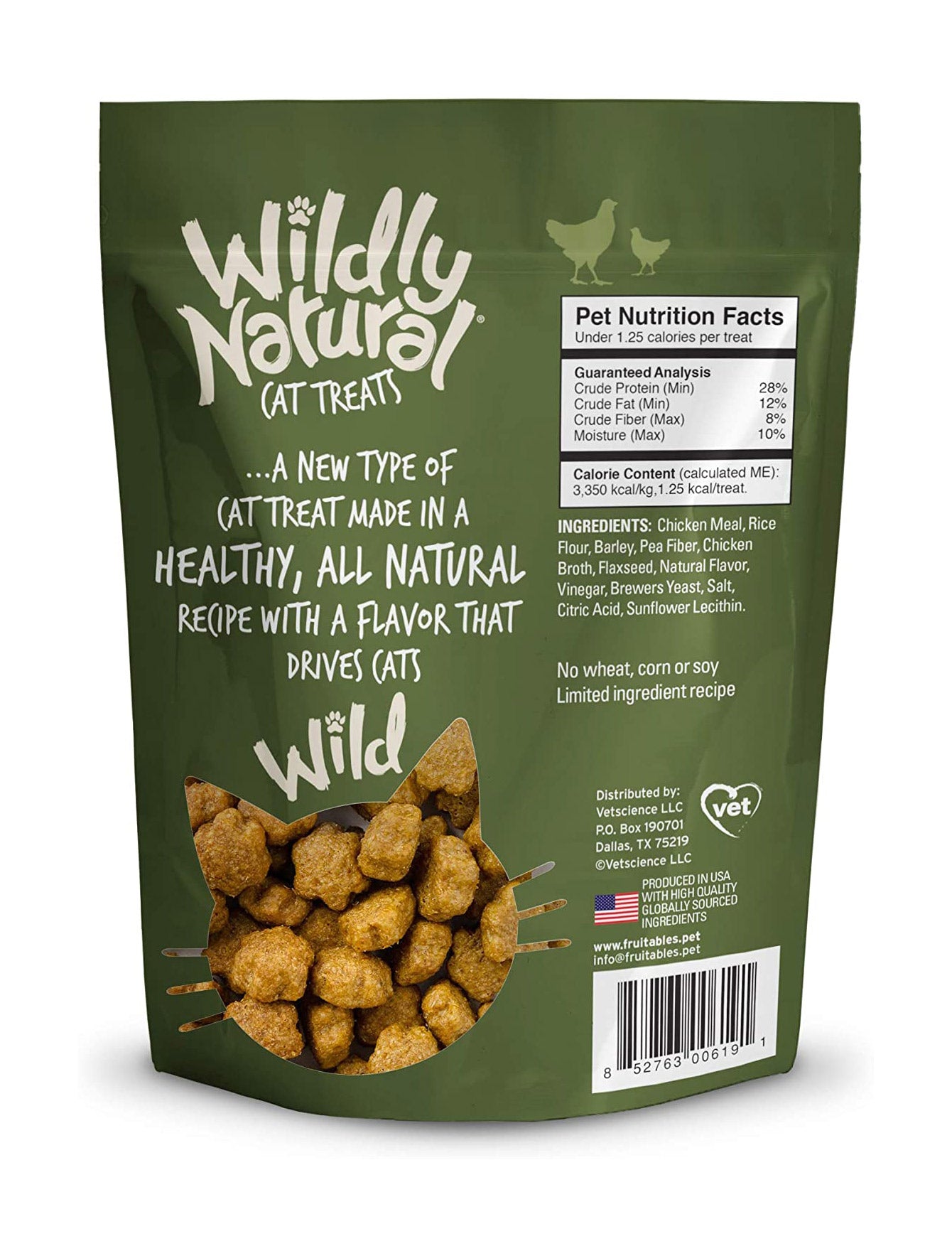 Fruitables Wildly Natural Chicken Cat Treats 2.5oz - Grain Free, Healthy Snacks for Cats - Perfect for Training & Rewarding Indoor & Outdoor Cats