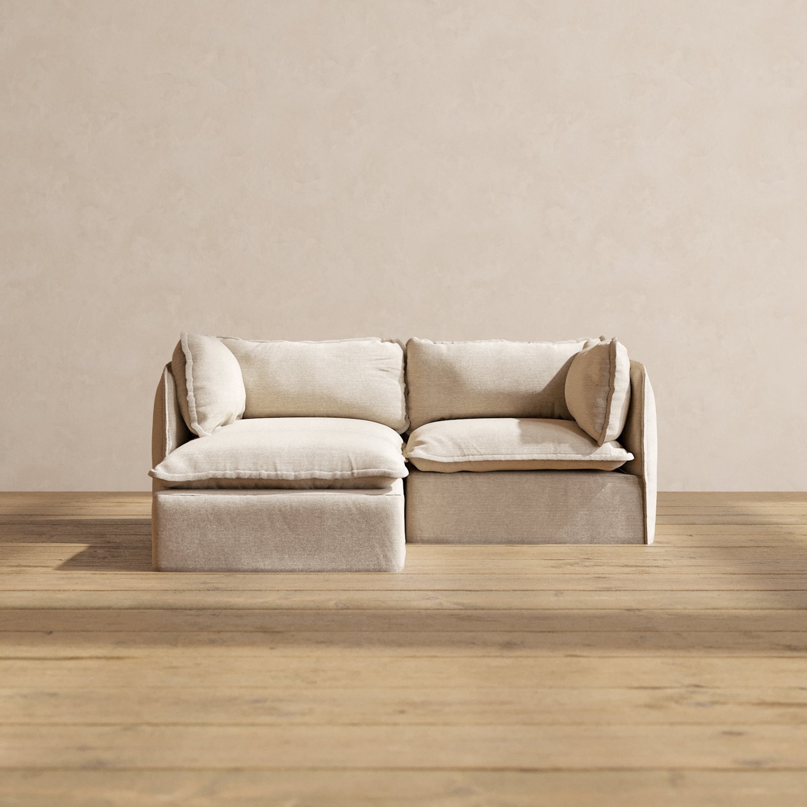 Premium Modular Performance 2-Seater Sectional Sofa in Soft Oat Fabric | Luxe Blend for Modern Living Rooms & Cozy Spaces | Perfect for Small Apartments, Studios & Entertainment Areas