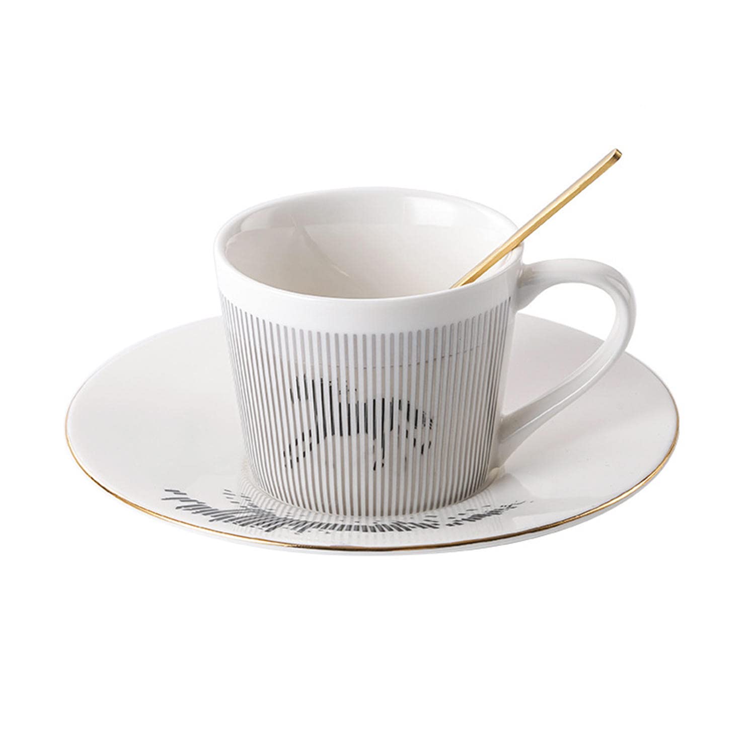 8 oz Mirror Reflection Coffee Cup & Saucer Set - Illusion Anamorphic Ceramic Mug with Moving Reflection - Perfect for Gifts, Home Decor, and Unique Coffee Drinking Experience