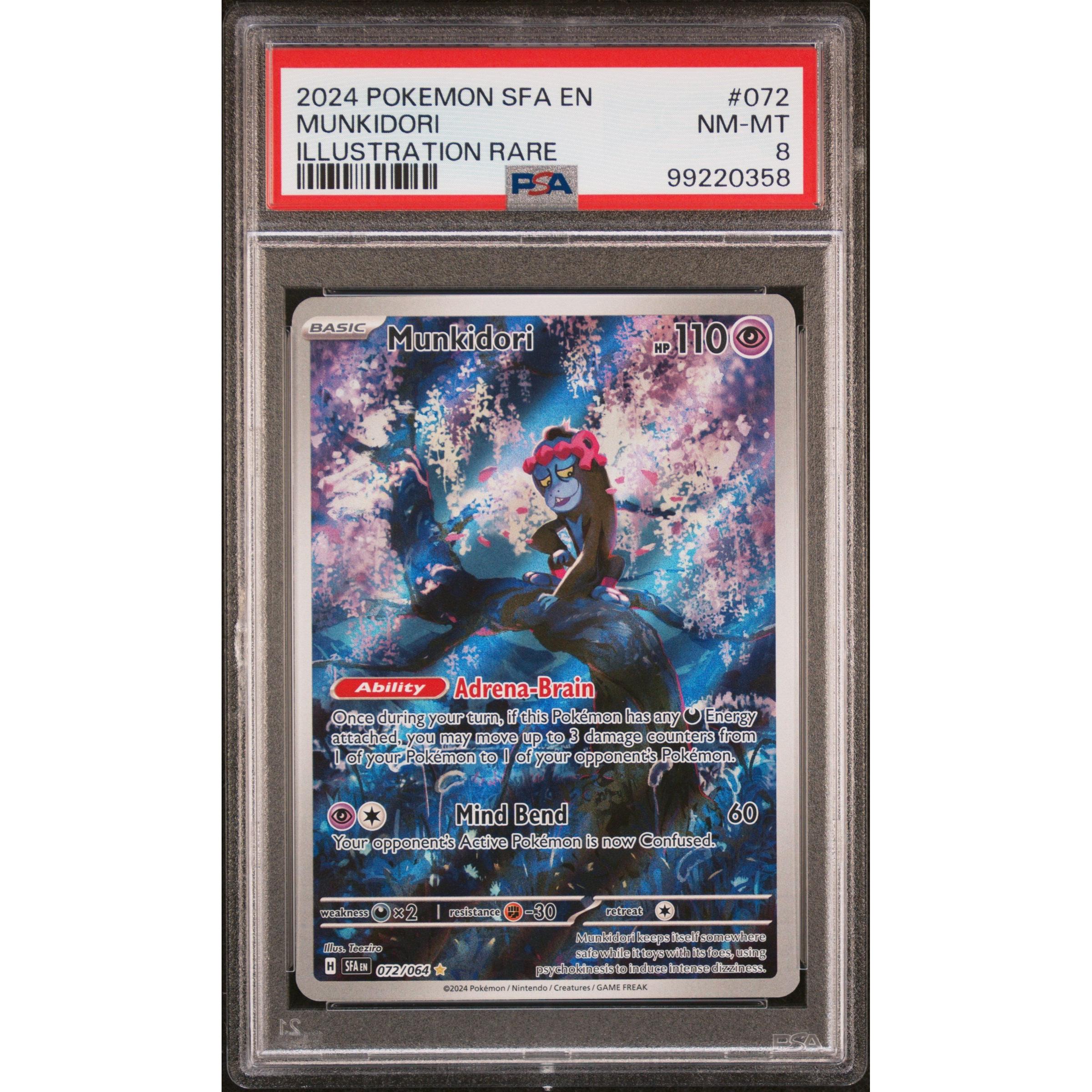 2024 Pokemon Shrouded Fable Munkidori 072/064 PSA 8 Graded Card - Rare Collectible for Pokemon TCG Players & Investors (Gaming, Trading, Display)