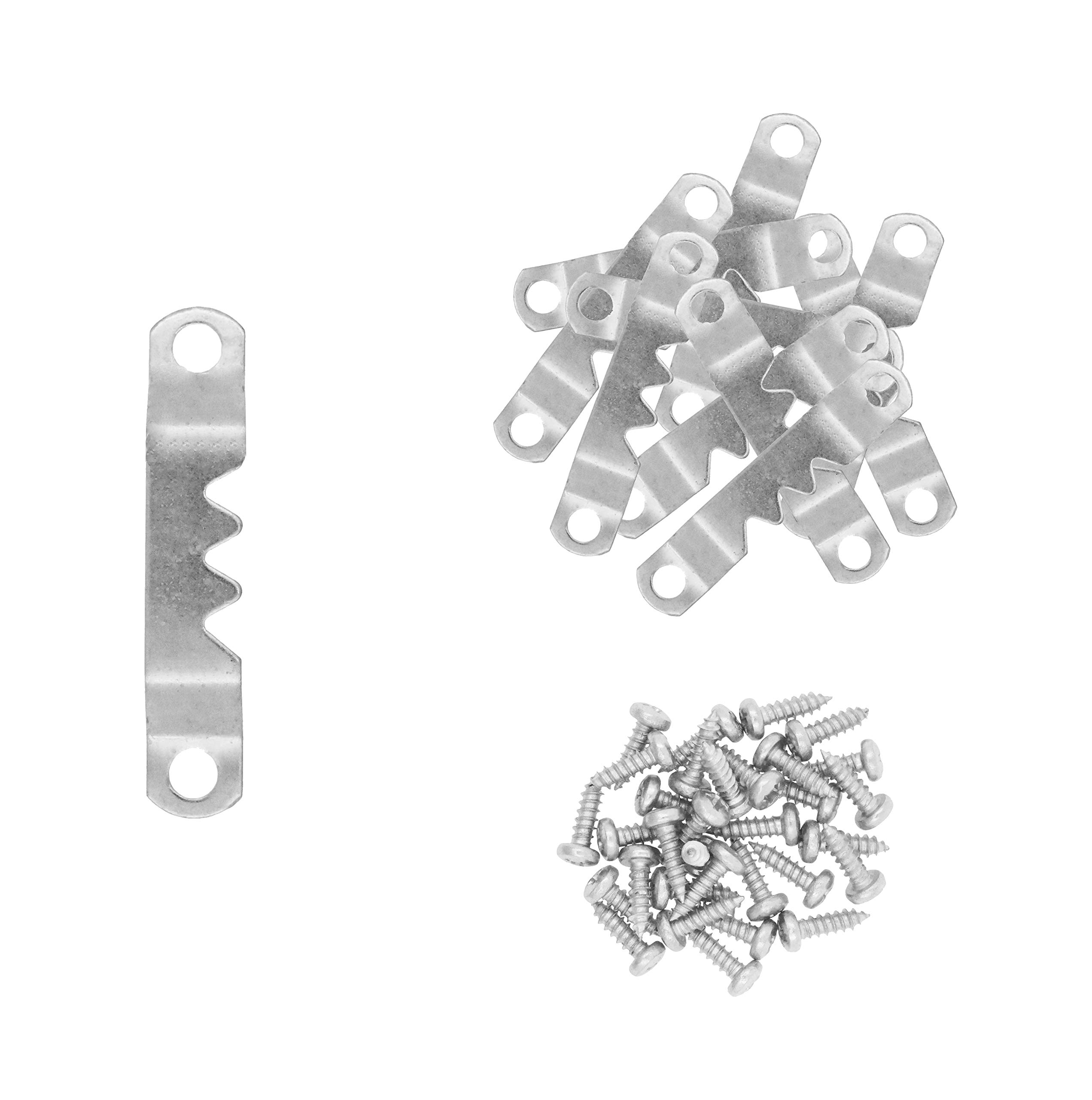 Sawtooth Picture Hangers Kit - 100 Sets Small Silver Hooks with Screws for Hanging Canvas Paintings, Wood Frames & Wall Art | Durable Picture Hanging Hardware by Mandala Crafts | Perfect for Home Decor, Gallery Displays & Office Wall Organization
