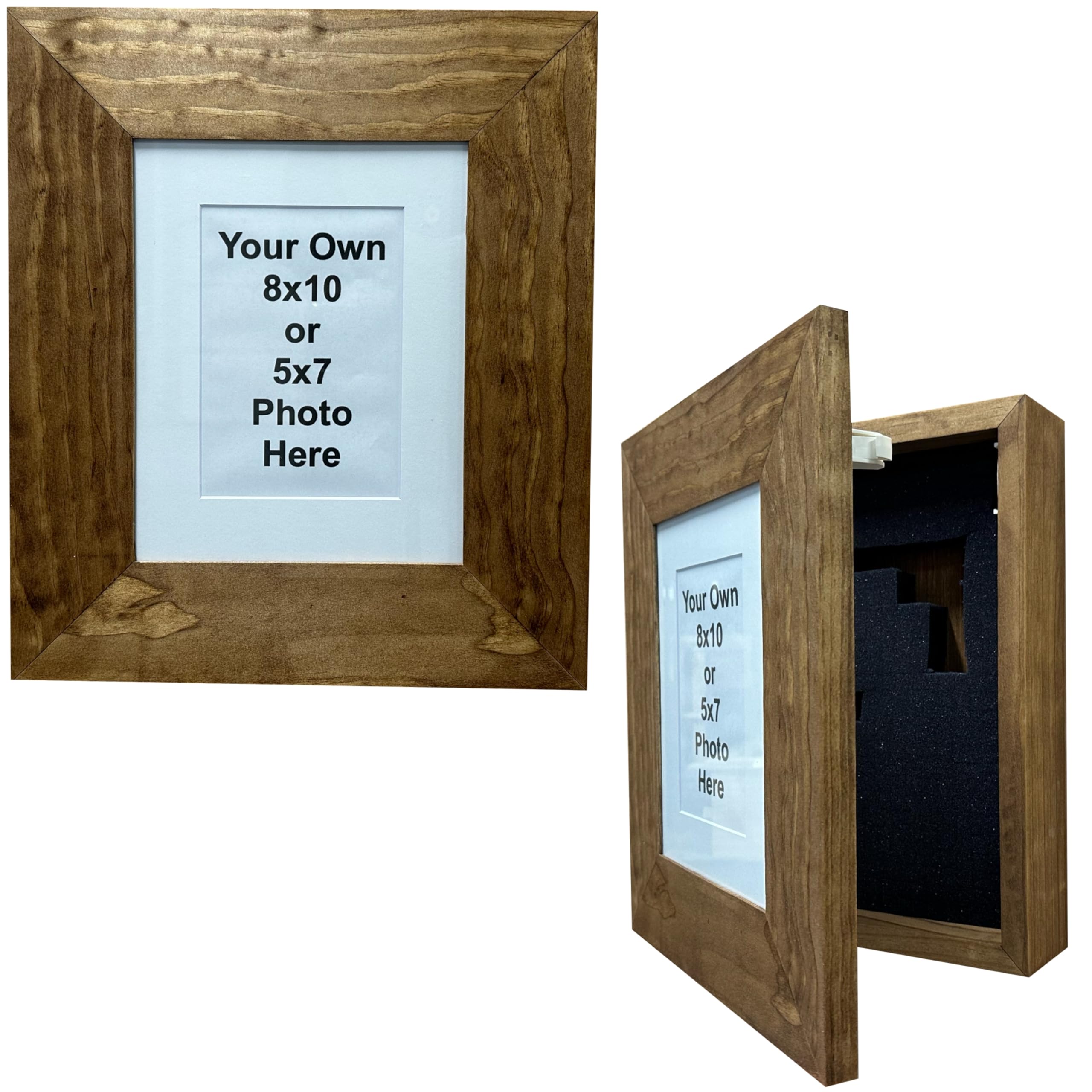 Hidden Gun Storage Cabinet Picture Frame - 8x10 or 5x7 Wall Decor by Bellewood Designs (Early American) | Concealed Firearm Safe for Home, Office & Bedroom Security