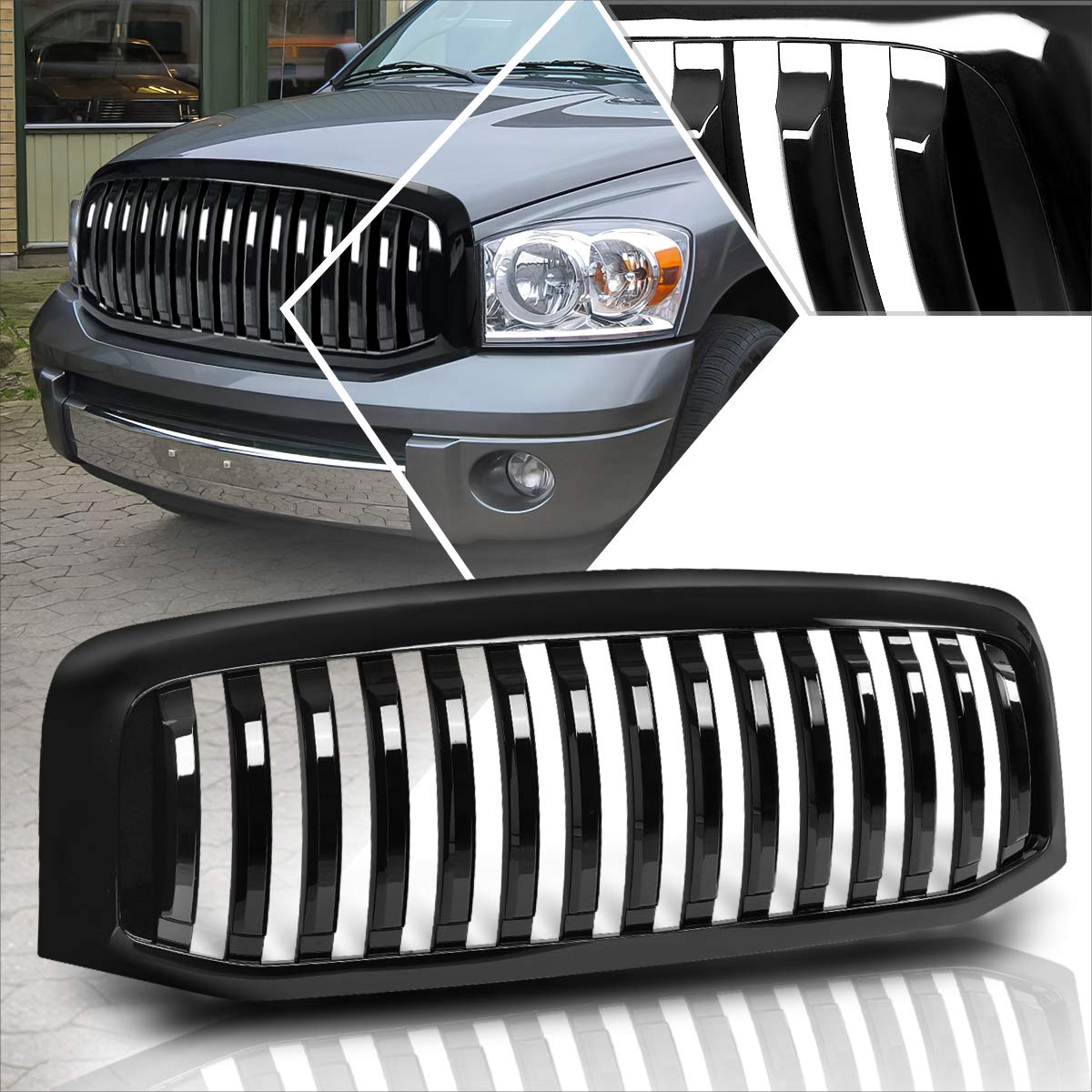 Dodge Ram 06-09 Front Bumper Grill - Glossy Black for Off-Road Style