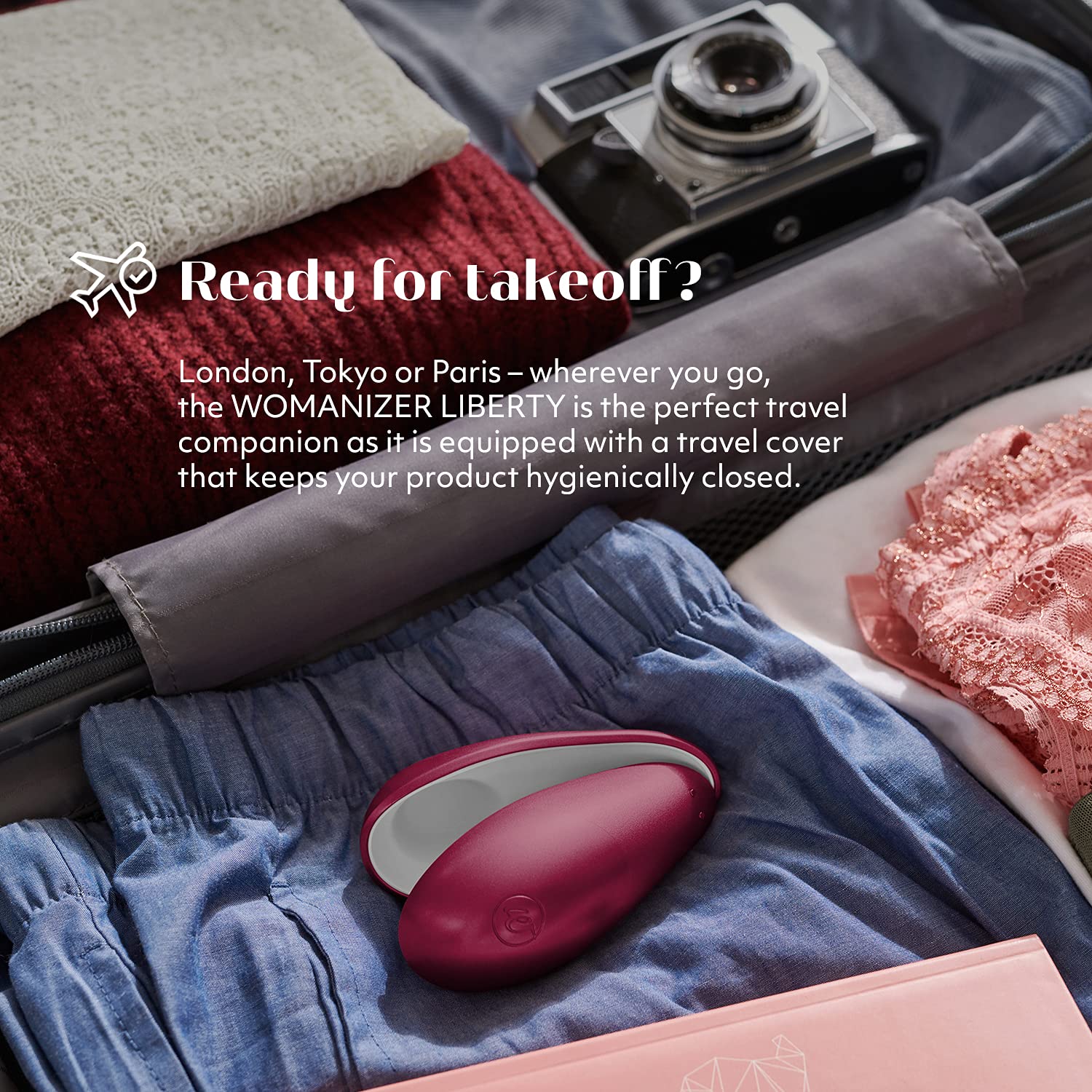 Womanizer Liberty Clitoral Stimulator - 6 Suction Speeds, Waterproof, Travel Cover Included - Red Wine - Perfect for Solo Play, Couples Use & Travel-Friendly Adult Pleasure Toy