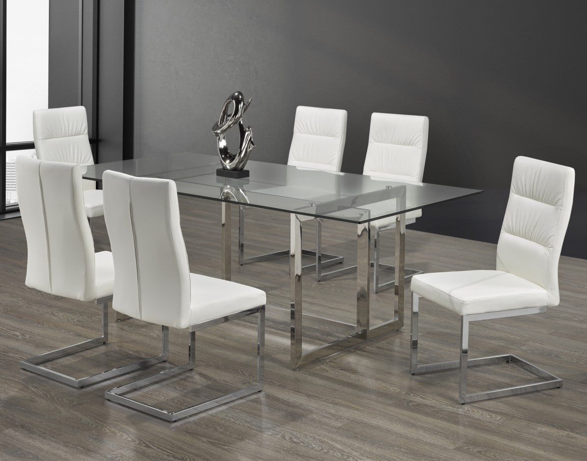 7-Piece White Dining Room Set - Modern Kitchen & Dining Table Chairs for Family Gatherings, Dinner Parties & Home Decor