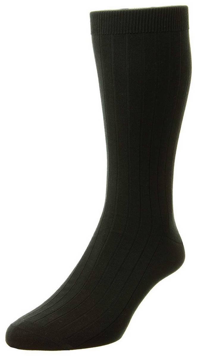 Pantherella Men's Sea Island Cotton Socks - Premium Black Dress Socks for Business & Formal Occasions