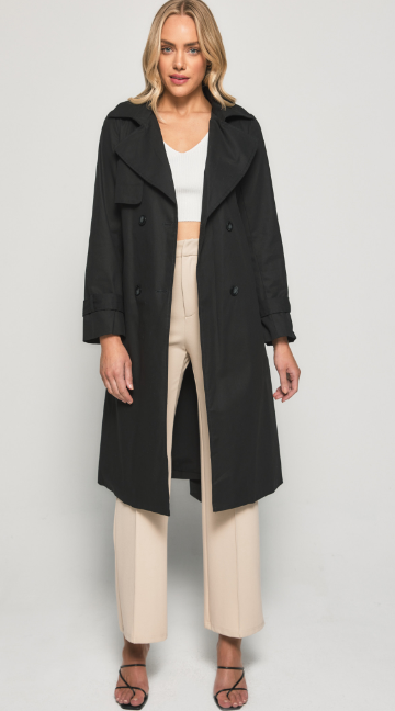 Byron Classic Black Trench Coat for Men & Women | Waterproof Outerwear for Fall & Winter | Perfect for Office, Travel & Formal Occasions