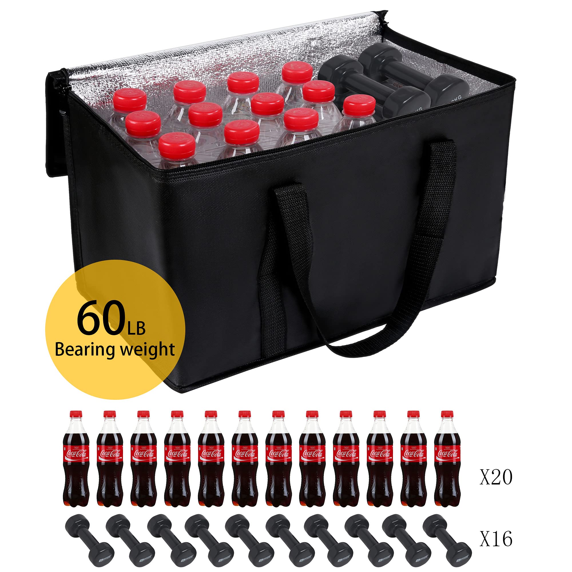 Musbus XL Insulated Reusable Grocery Shopping Tote Bag - Waterproof Cooler Bag with Sturdy Zipper, Stands Upright - Perfect for Groceries, Picnics, Beach Trips & Outdoor Adventures