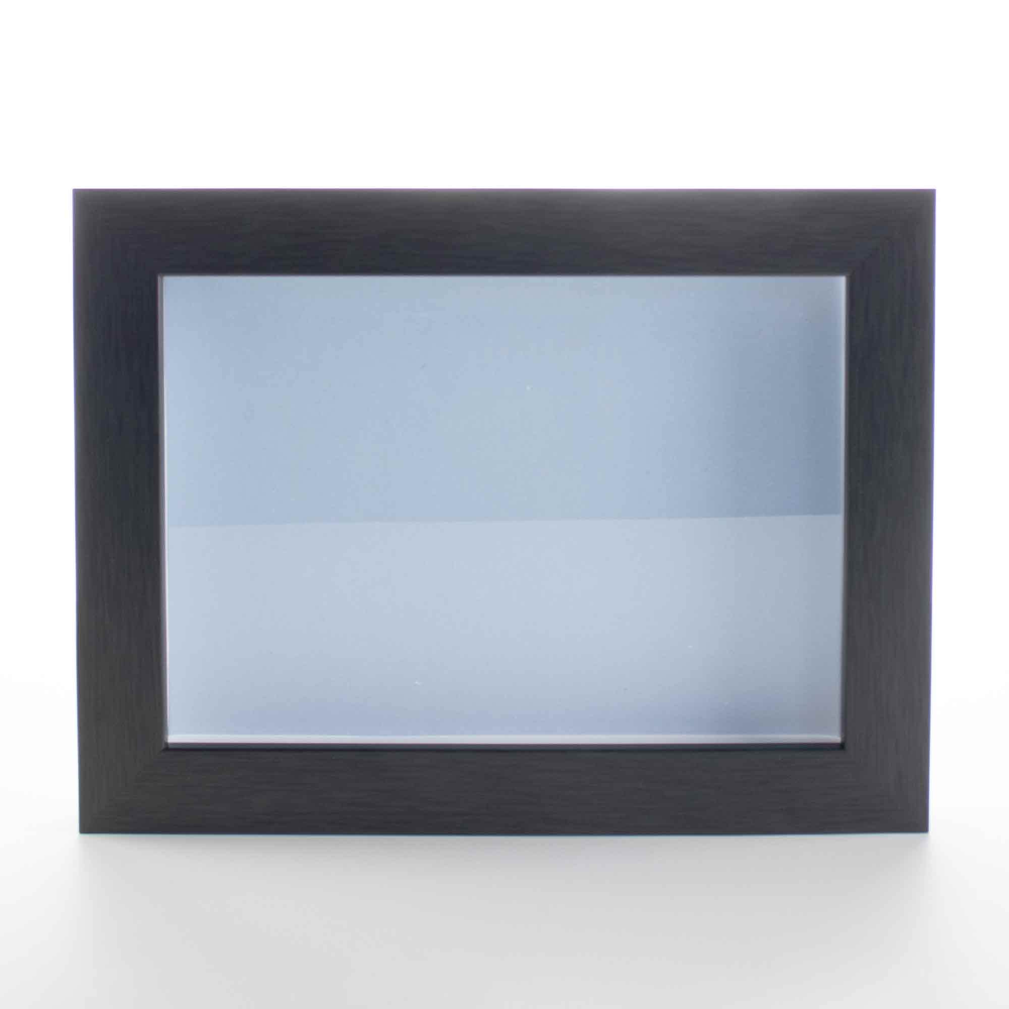12x24 Charcoal Wood Shadow Box Display Frame with Blue Acid-Free Backing, UV-Protected Acrylic & Hanging Hardware - 3/4