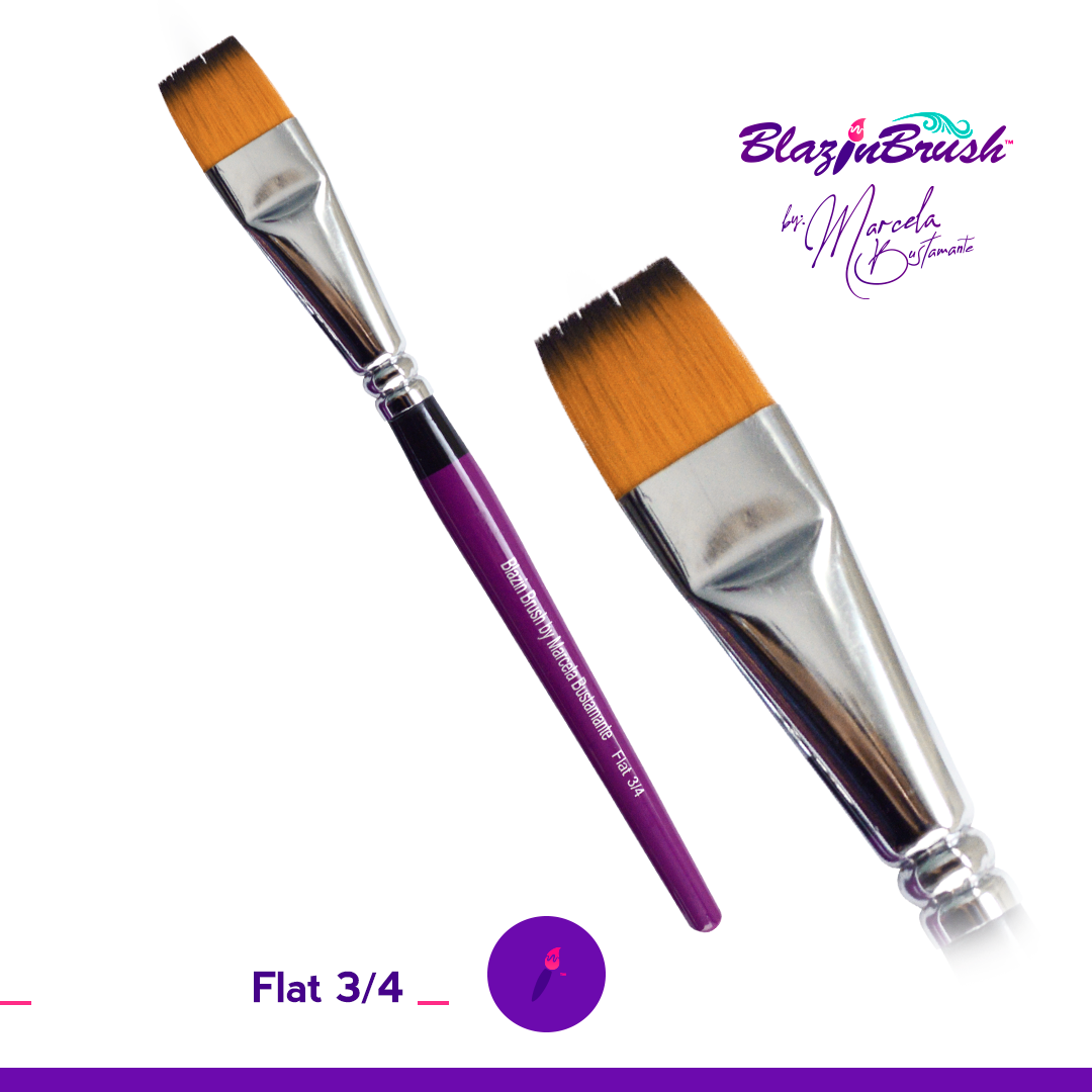 Blazin Brush Flat 3/4 Inch - Professional Paint Brush for Artists & DIY Projects - Perfect for Canvas, Walls, Furniture & Home Decor Painting