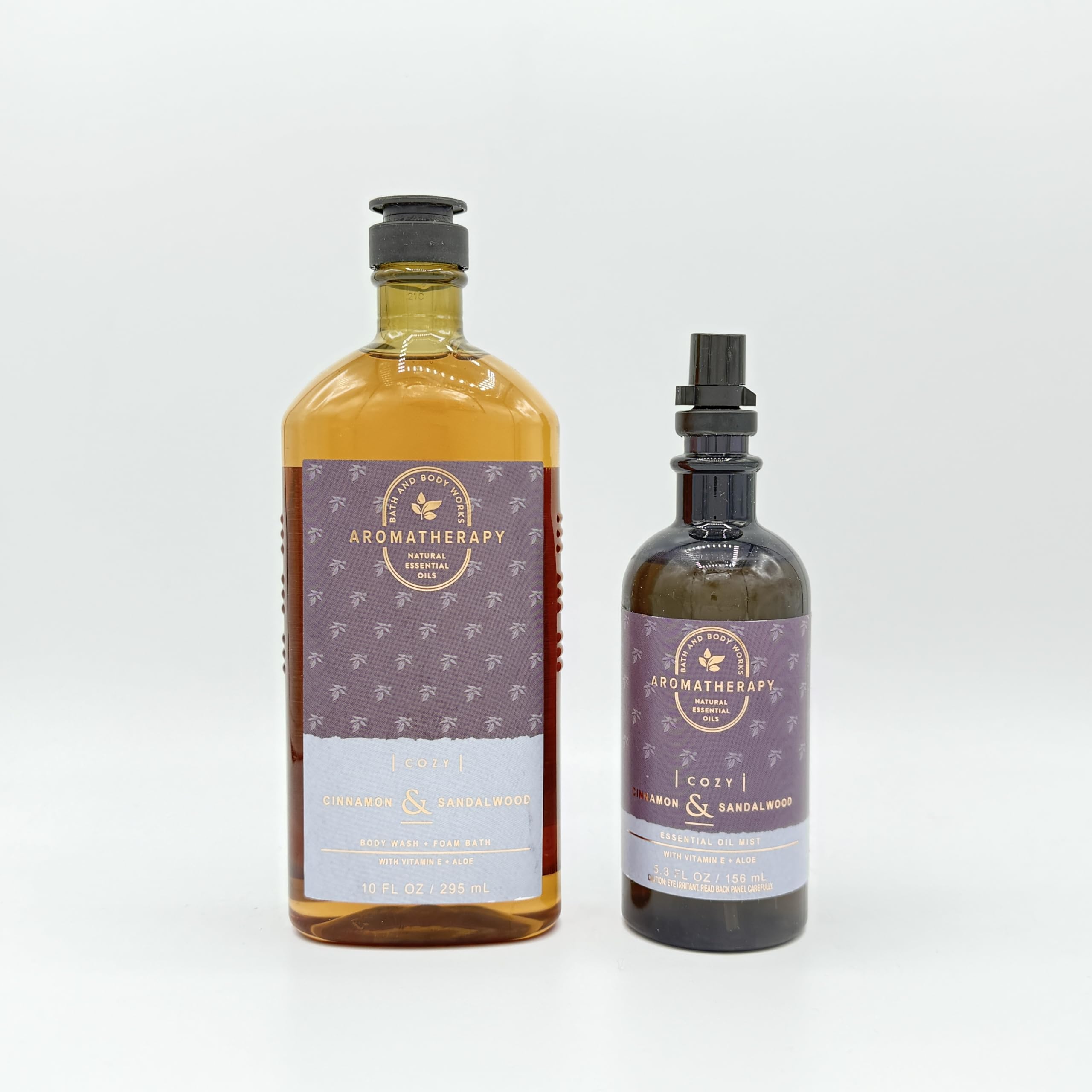 Cinnamon and Sandalwood Body Wash & Essential Oil Mist Set - 2-Piece Aromatherapy Bath & Body Gift Bundle for Relaxation & Stress Relief