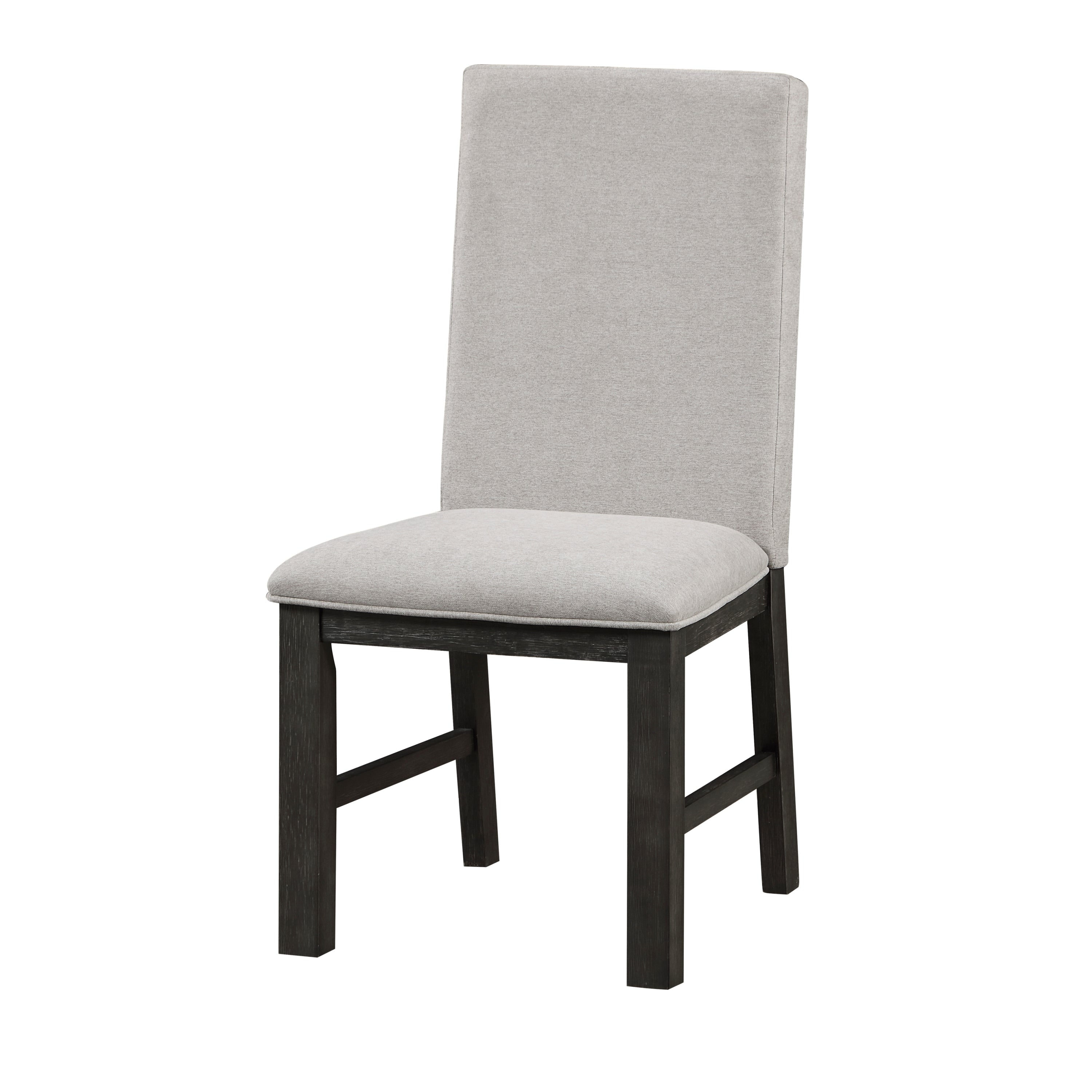 2-Piece Gray Upholstered Dining Chairs Set with Stylish Back & Antique Black Wooden Frame - Perfect for Kitchen, Dining Room, and Breakfast Nook