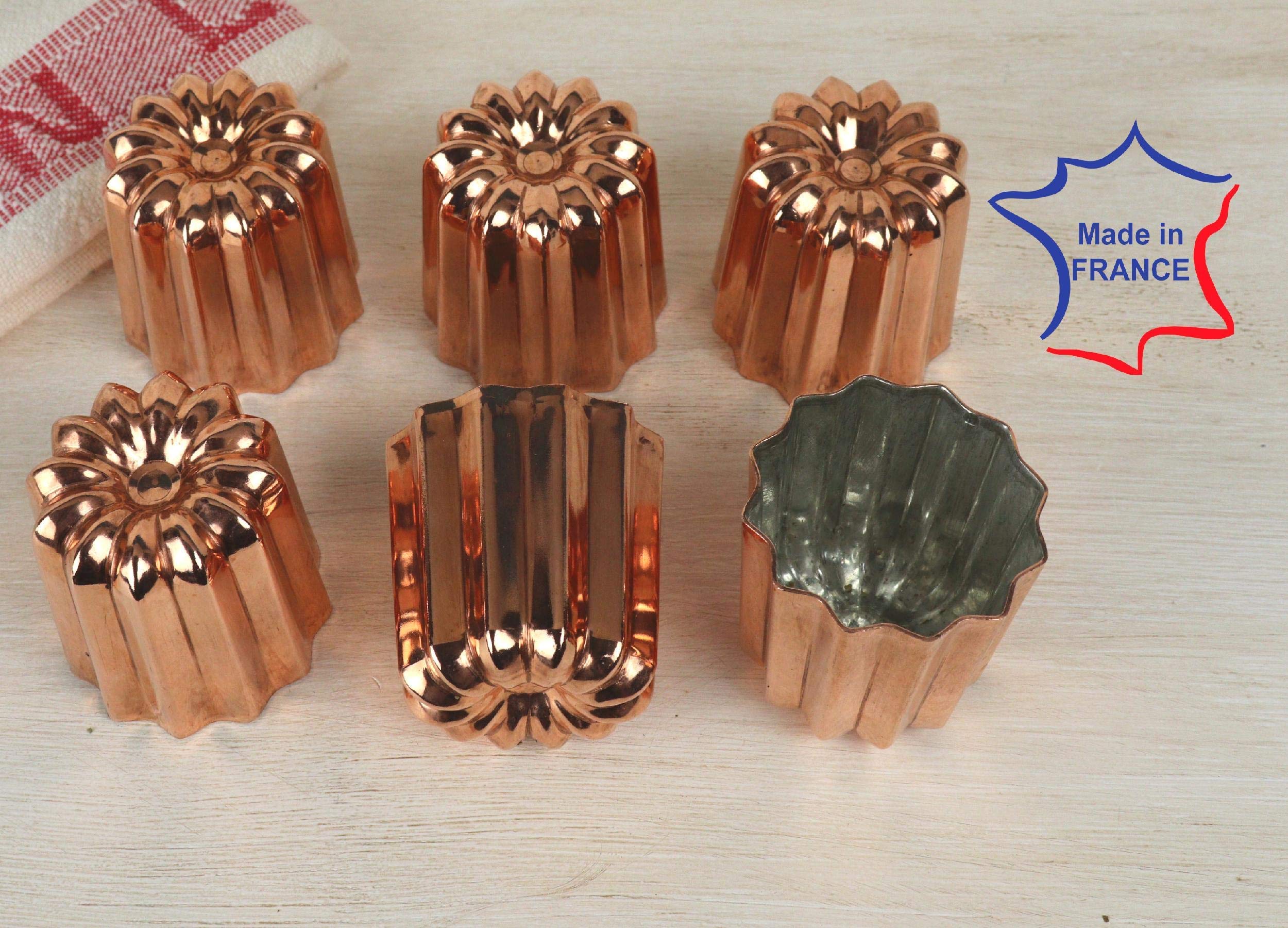 6-Pack Mini Copper Canele Molds 1.5 Inch - Authentic Bordeaux French Pastry Baking Tins | Perfect for Home Bakers & Professional Chefs