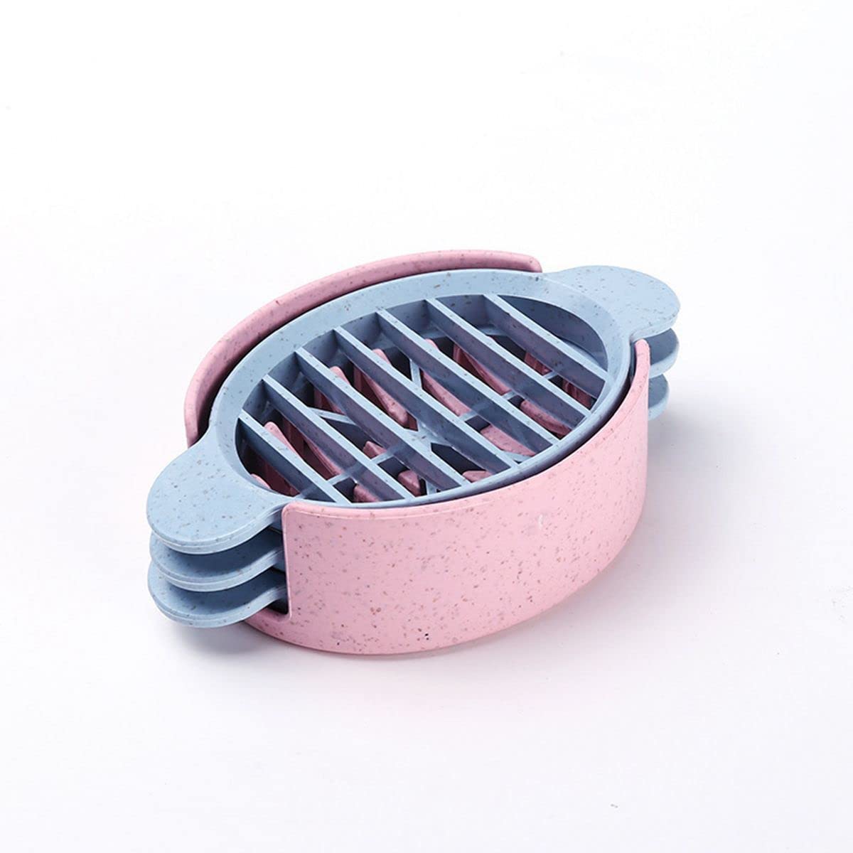 3 in 1 Wheat Straw Egg Slicer Cutter - Boiled Egg, Strawberry, and Fruit Divider - Pink Kitchen Gadget for Cooking, Meal Prep, and Healthy Snacks