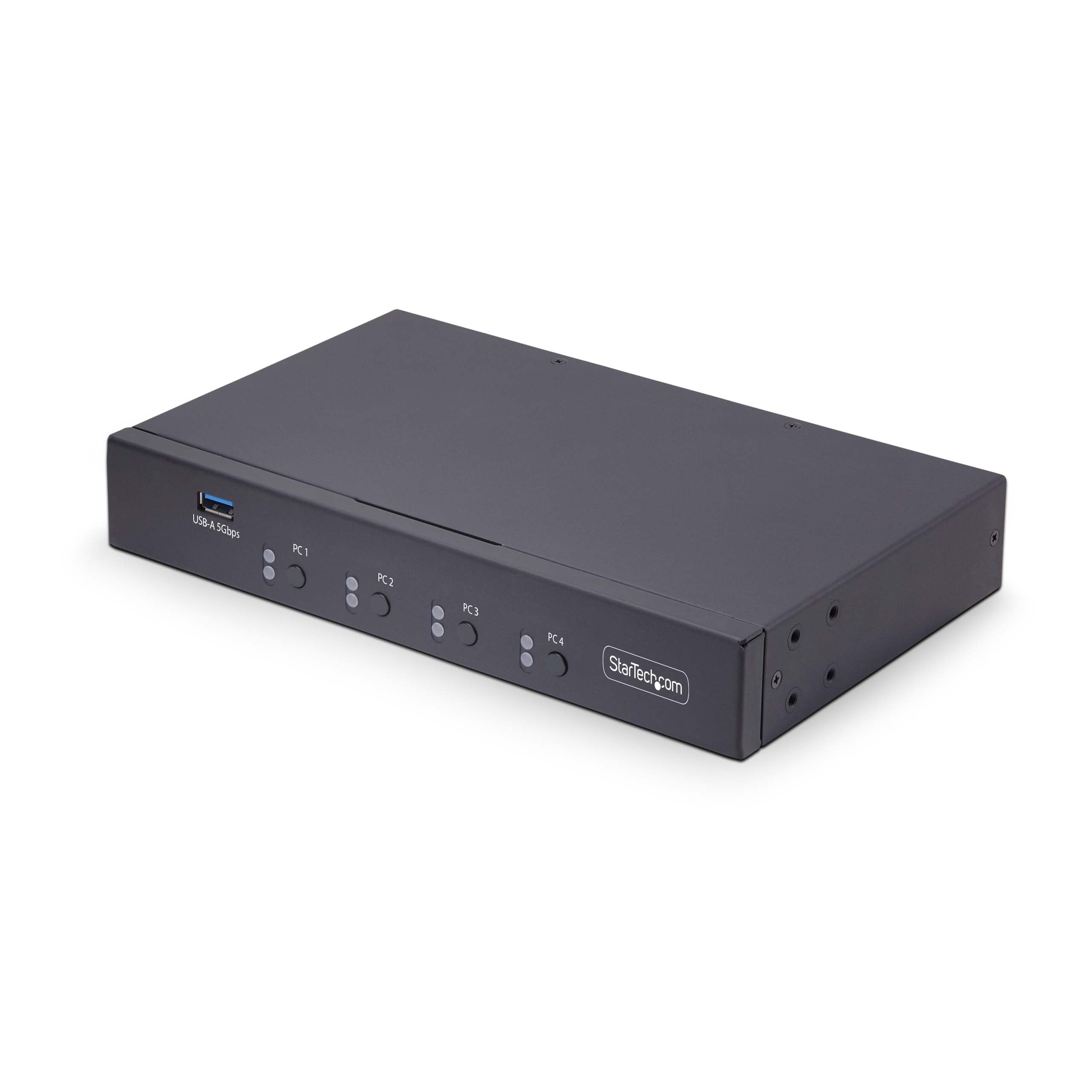 StarTech.com 4-Port USB 3.0 KVM Switch with Keyboard & Mouse Sharing, 3.5mm/USB Audio Support, TAA Compliant - Perfect for Home Office, Gaming & Multi-Computer Workstations