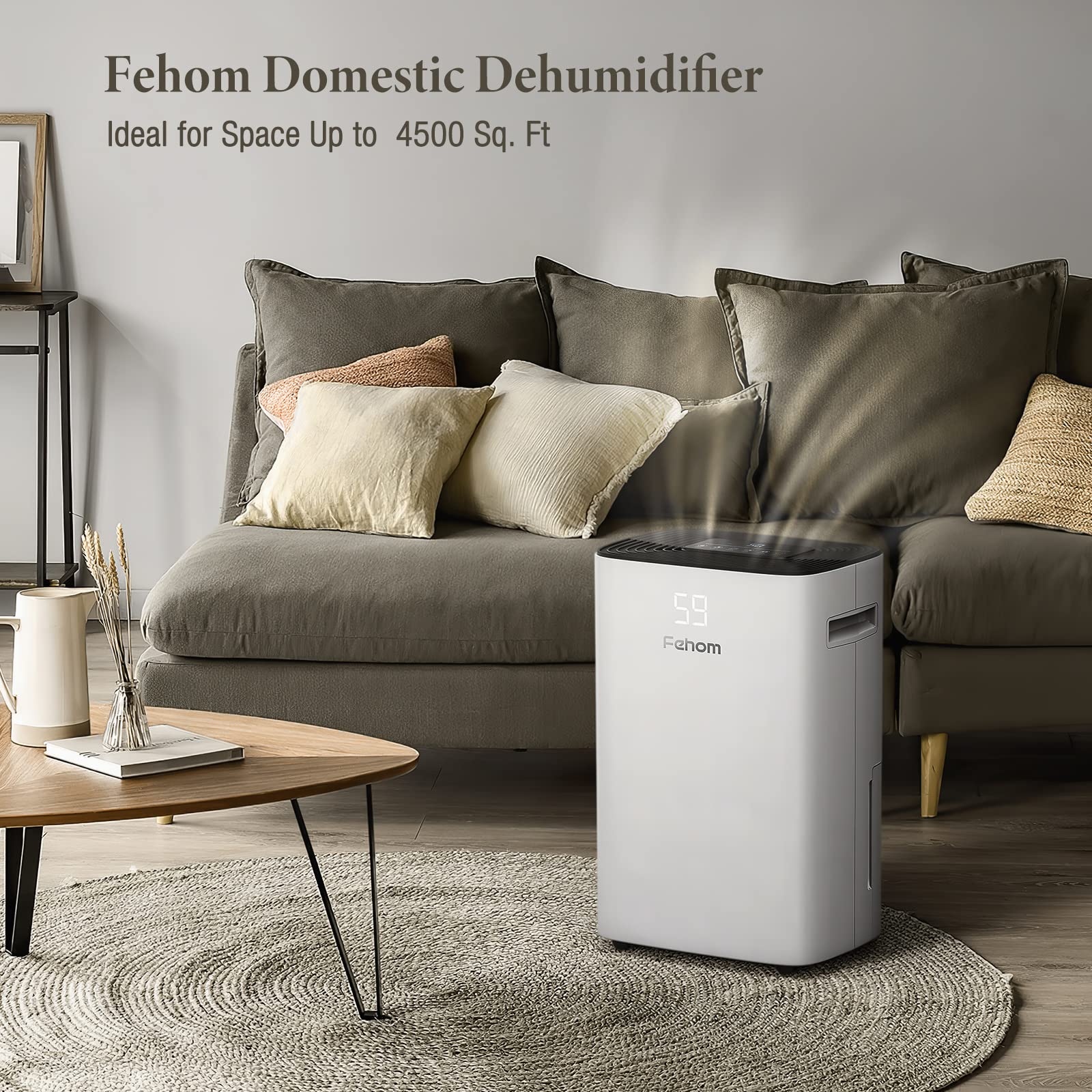 4500 Sq. Ft Energy Efficient Dehumidifier with Drain Hose - Digital Control Panel, 24 Hour Timer & Humidity Display - Perfect for Large Bedrooms, Basements, Bathrooms & Laundry Rooms - Eliminates Moisture, Mold & Musty Odors for Healthier Home Air Quality