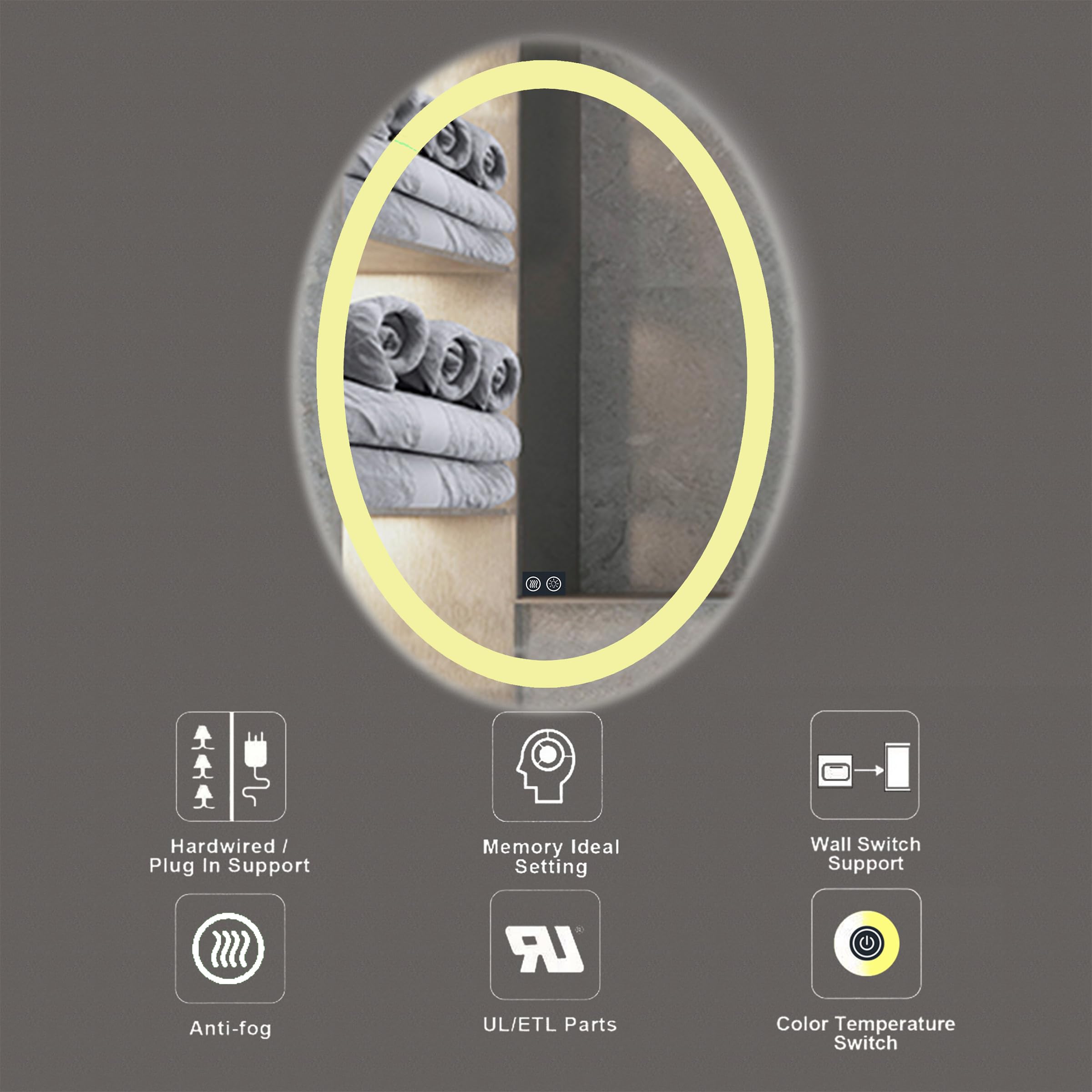 Illucid 24x32 Inch LED Bathroom Mirror with Dimmable Anti-Fog, Warm & Daylight Modes, Wall Mounted, Memory Function - Perfect for Vanity, Makeup, and Shaving