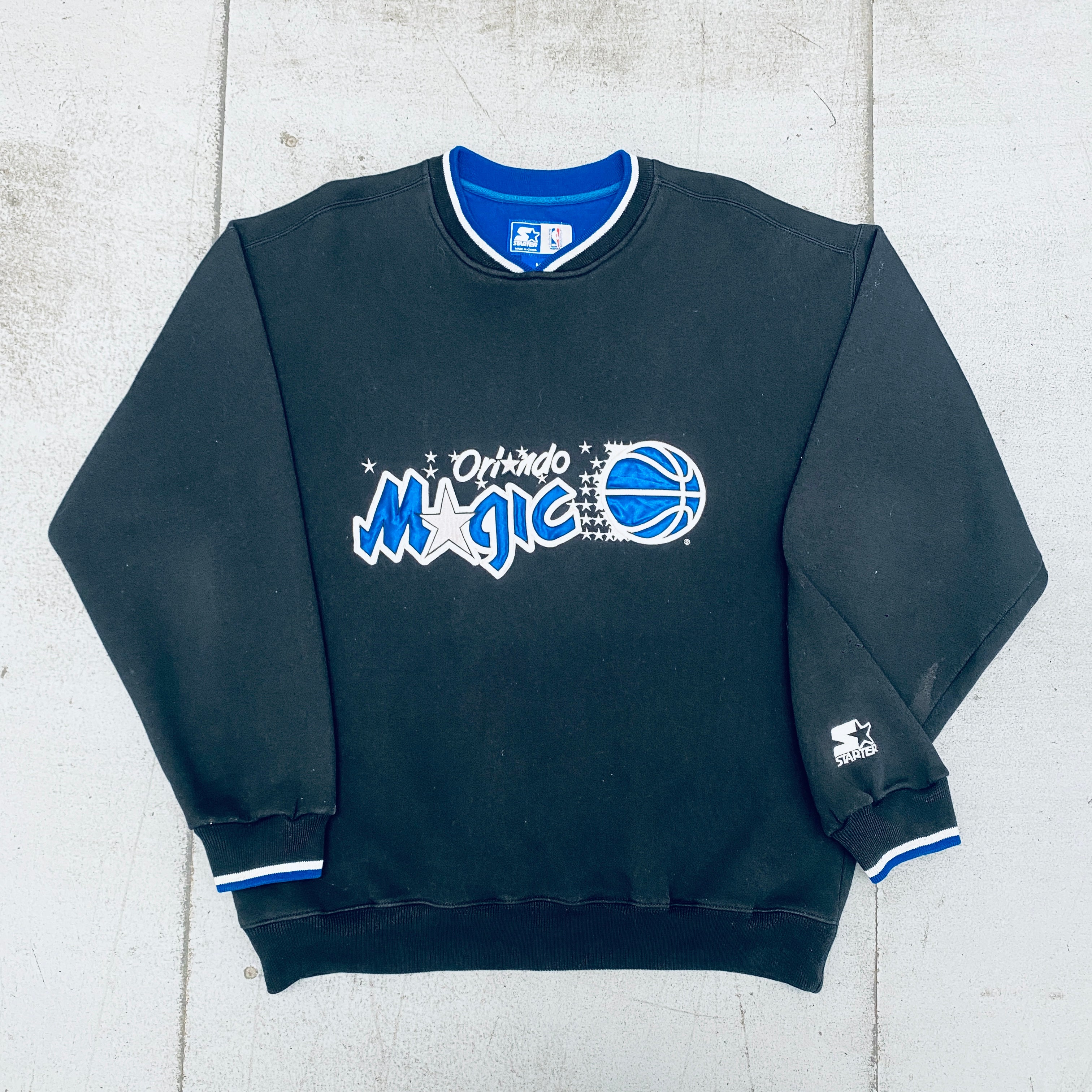 Orlando Magic 1990s Embroidered Spellout Starter Sweatshirt - Vintage NBA Basketball Fan Apparel (L/XL) - Perfect for Game Day, Retro Fashion & Collectors