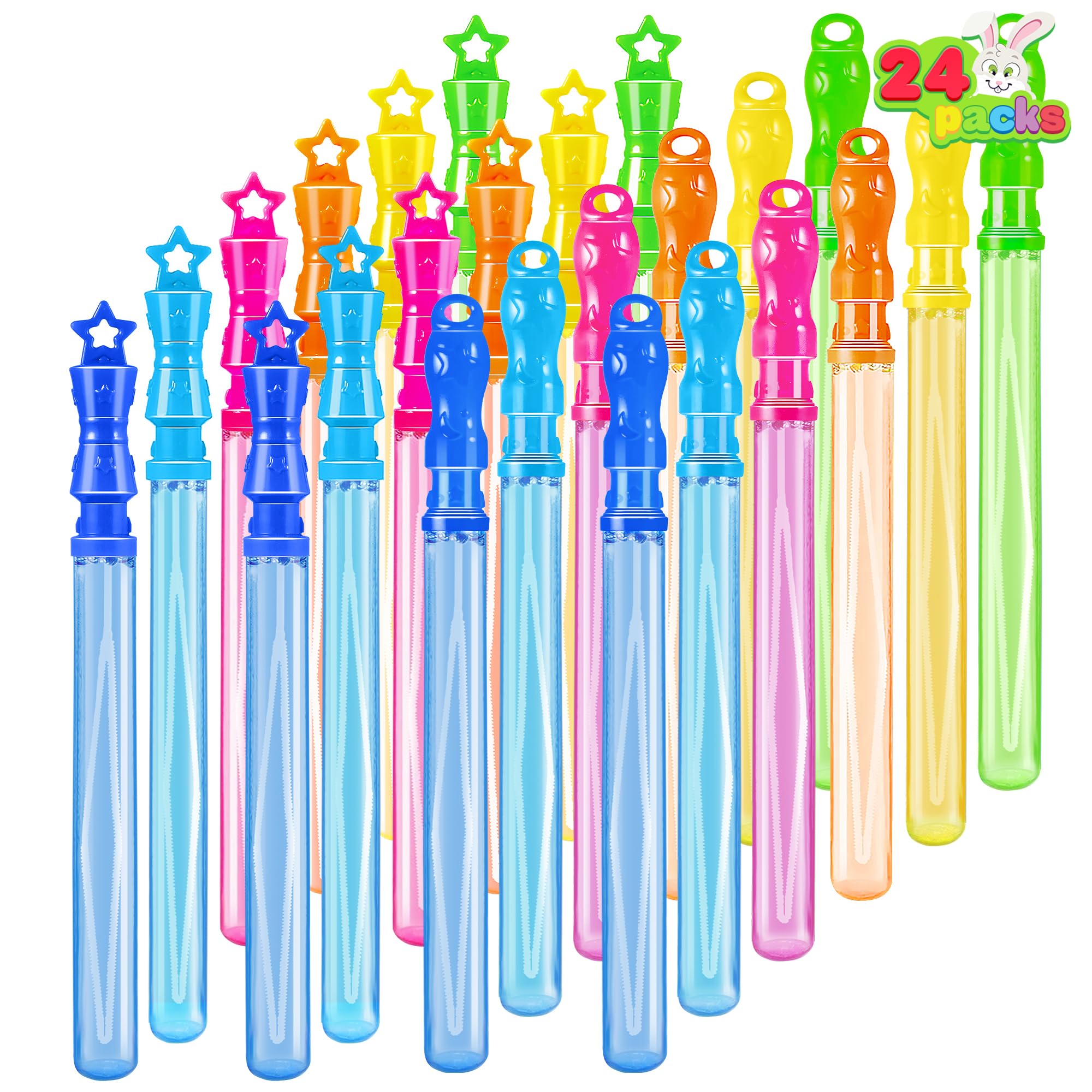 JOYIN 24 Pack 14’’ Giant Bubble Wands Assortment - 6 Color Bubble Blowing Wands for Kids, Summer Outdoor Party Favors, Birthday & Christmas Toys - Perfect for Backyard Play, Beach Fun, and Festive Celebrations